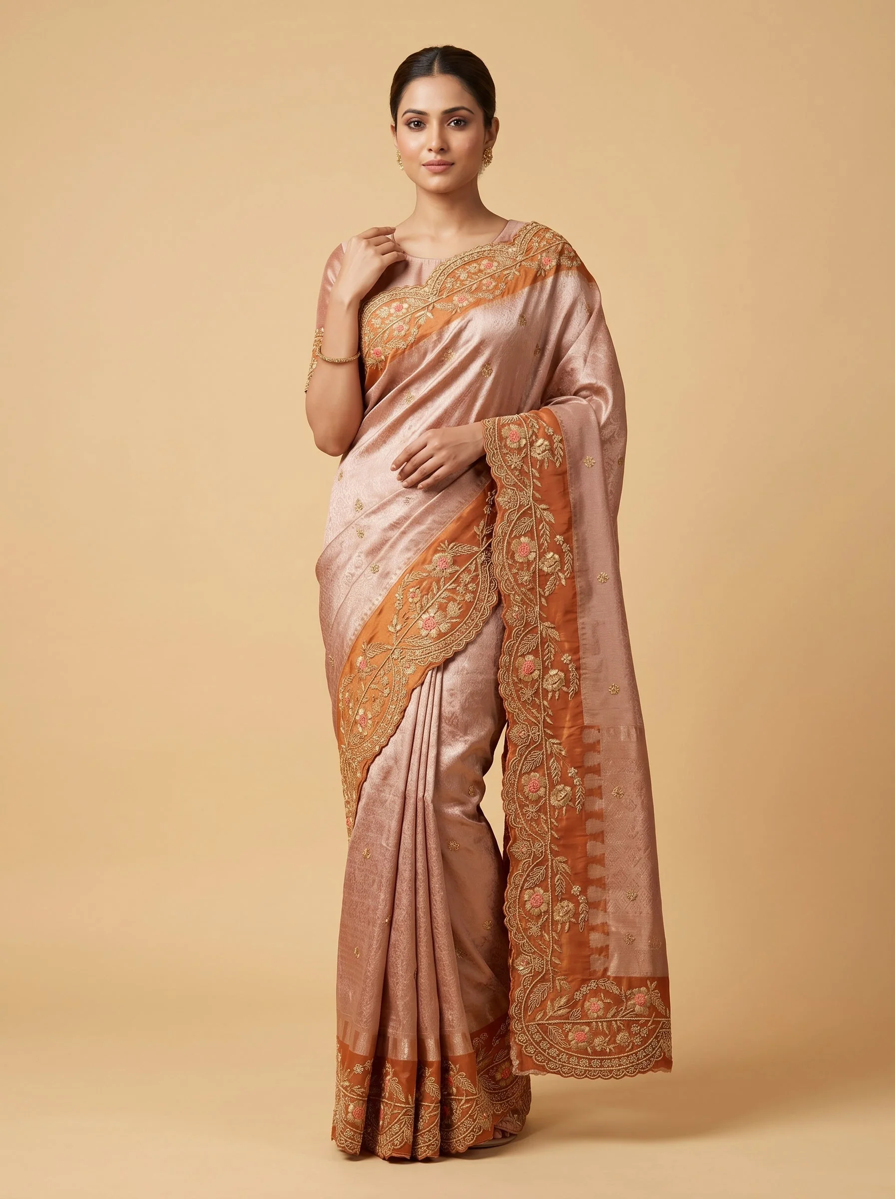 Rose Gold Glow Saree