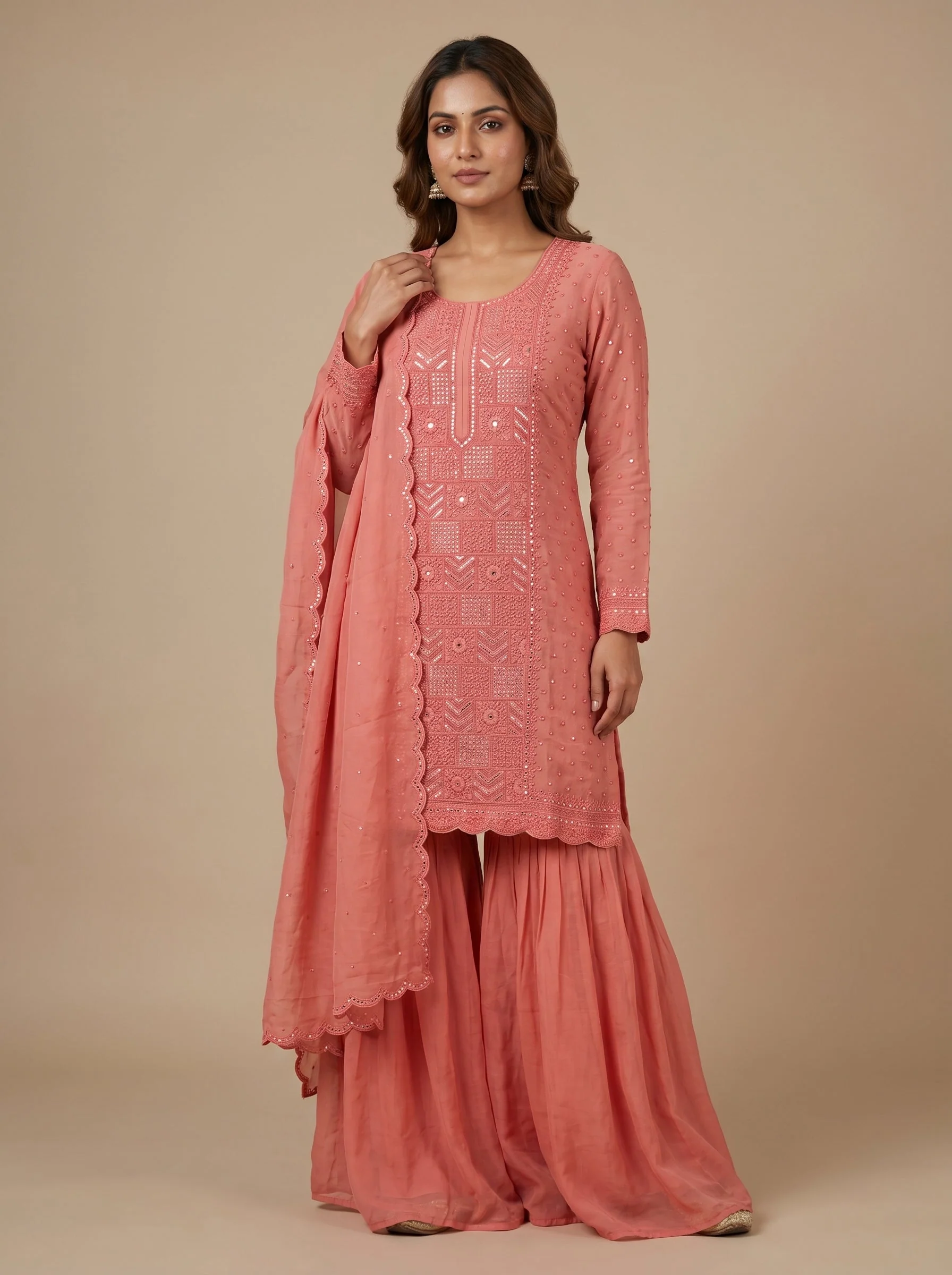 Rose Kiss Pink Sharara Set