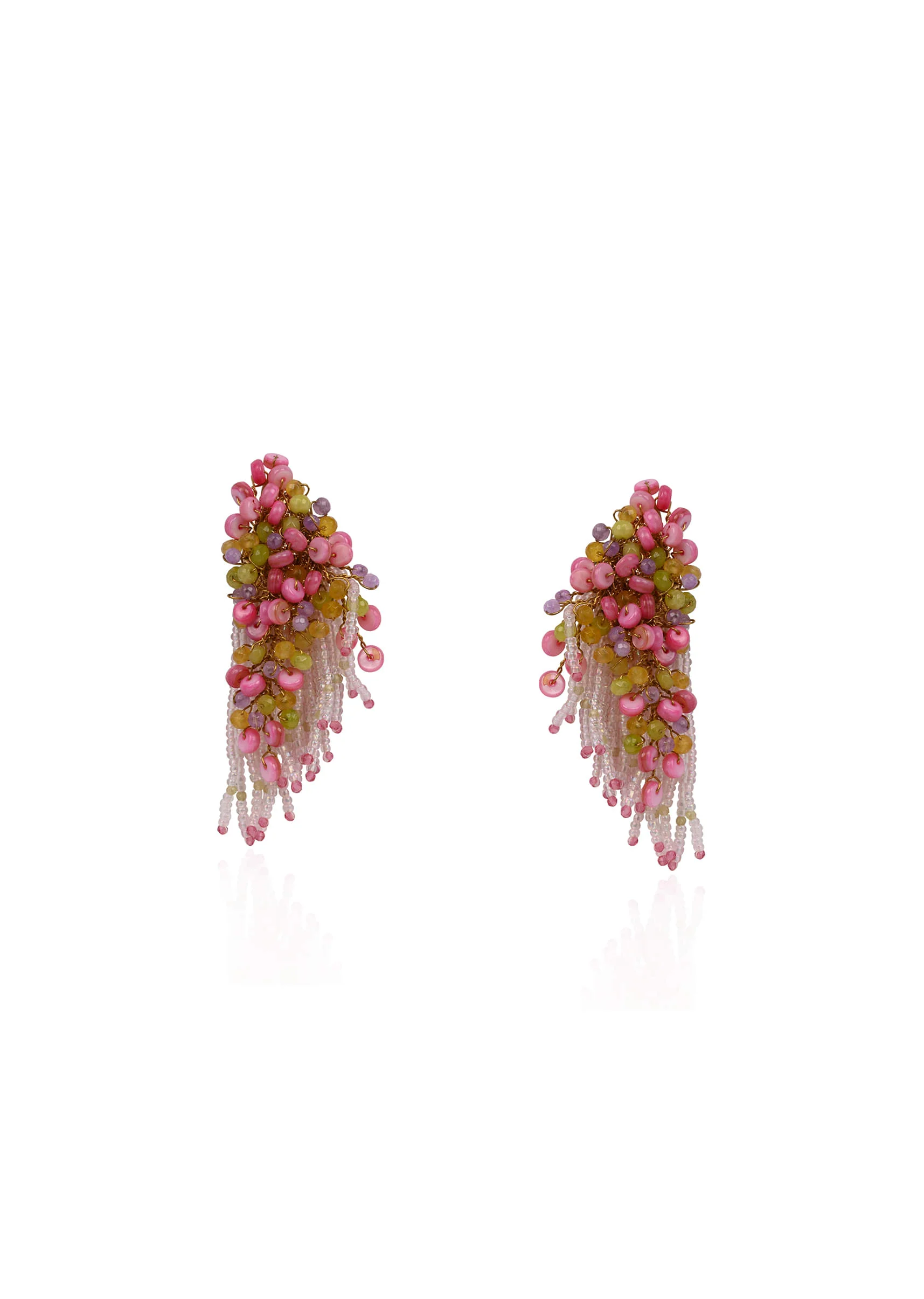 Rose Pink Green Fashion Long Earrings For Women - Image 3