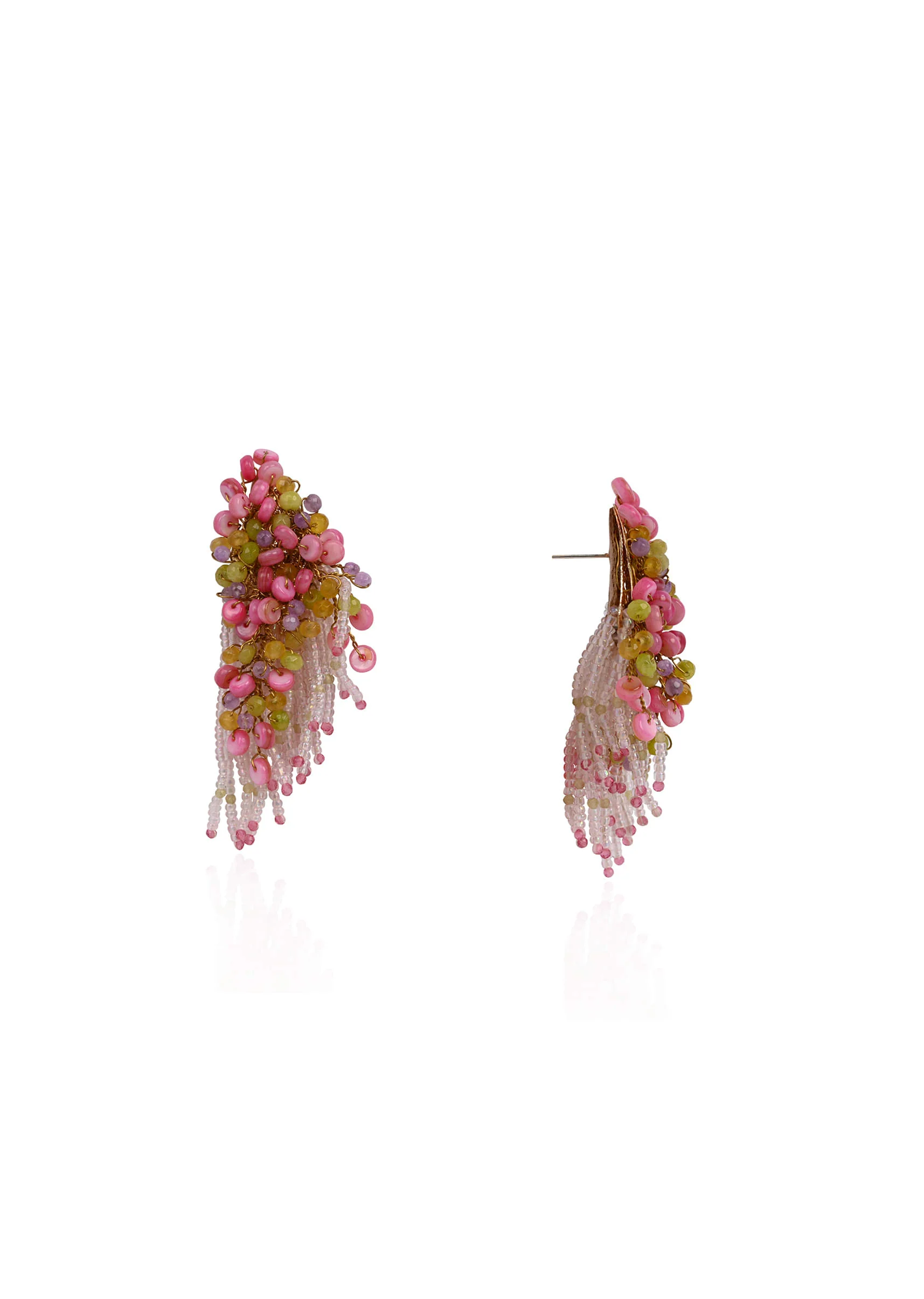 Rose Pink Green Fashion Long Earrings For Women - Image 4