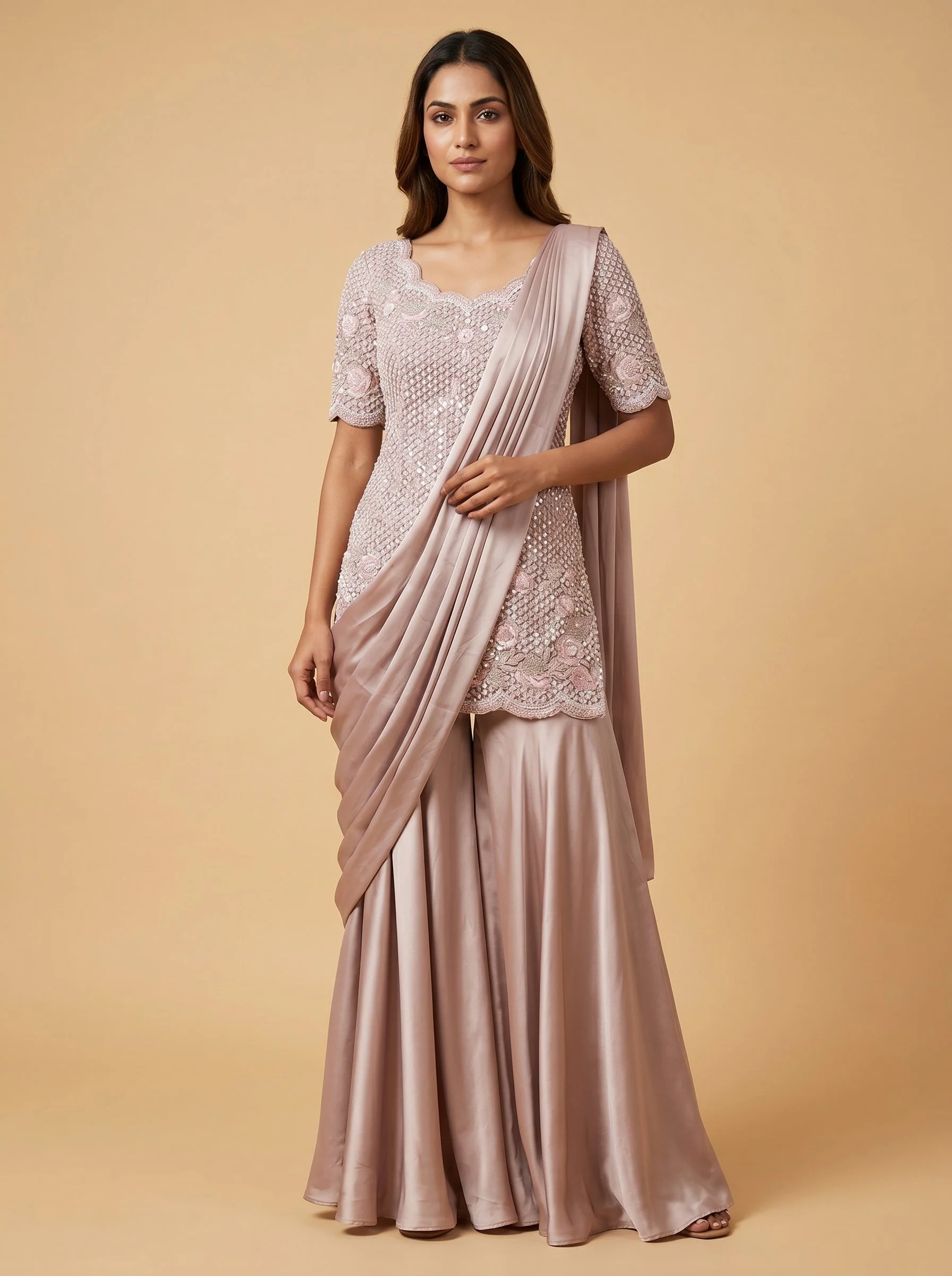 Rose Pink Indo Western Set