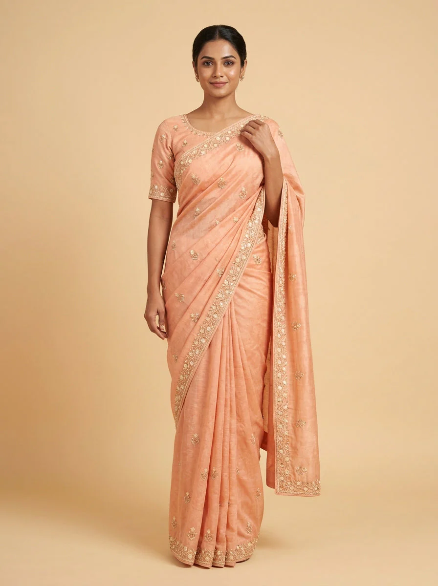 Rosewood Pink Crafted Elegance Saree