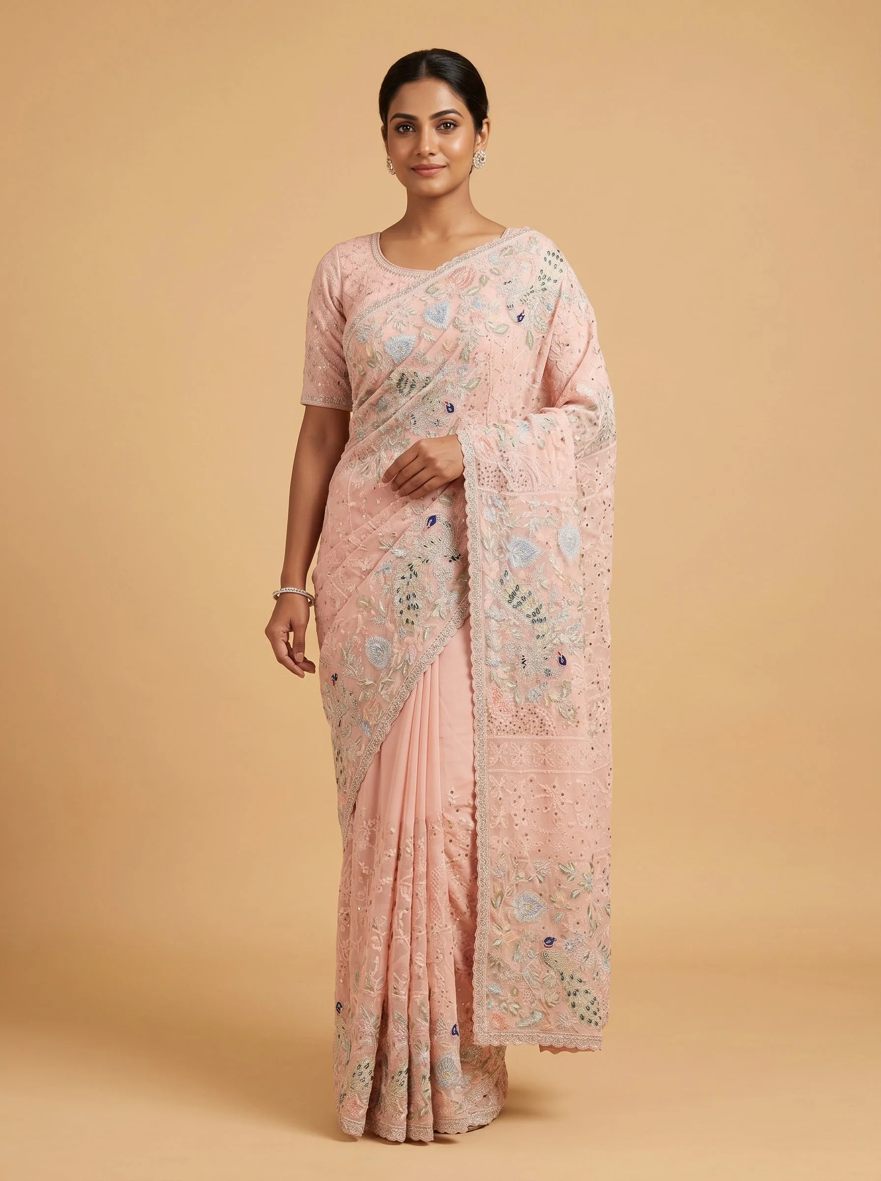 Rosy Pink Finish Saree