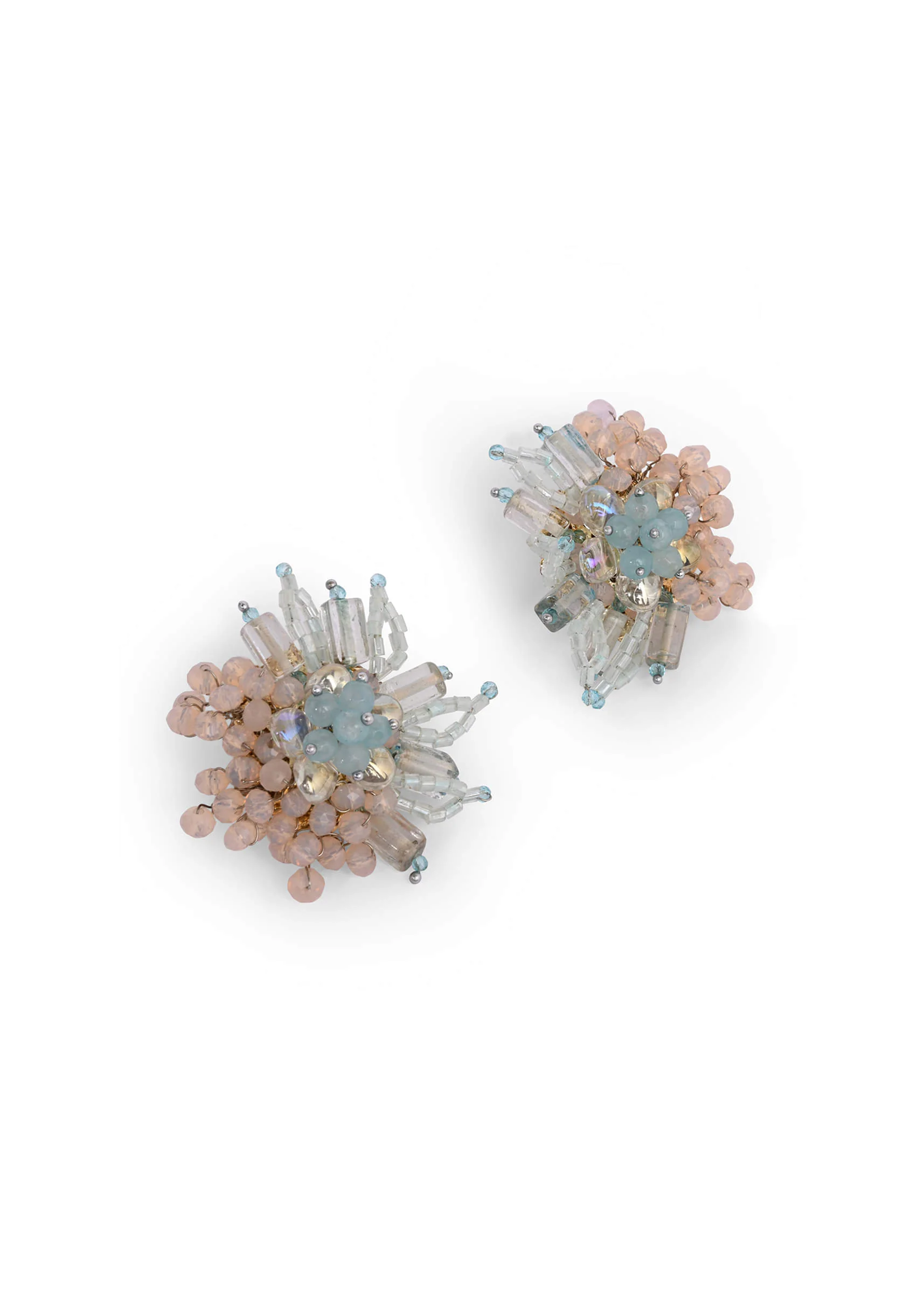 Round Peach And Turq Earrings For Everyday Look - Image 2