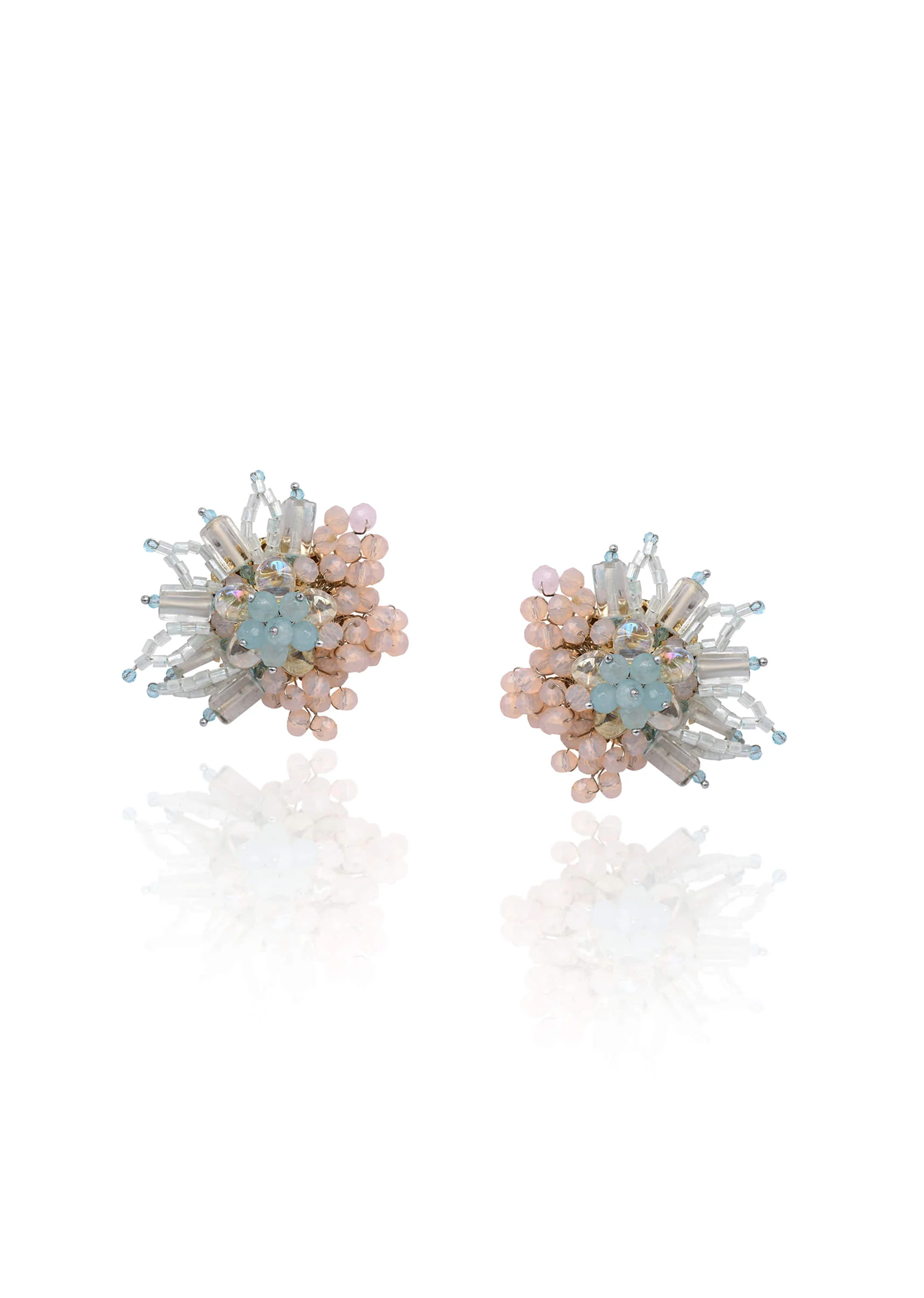 Round Peach And Turq Earrings For Everyday Look - Image 3