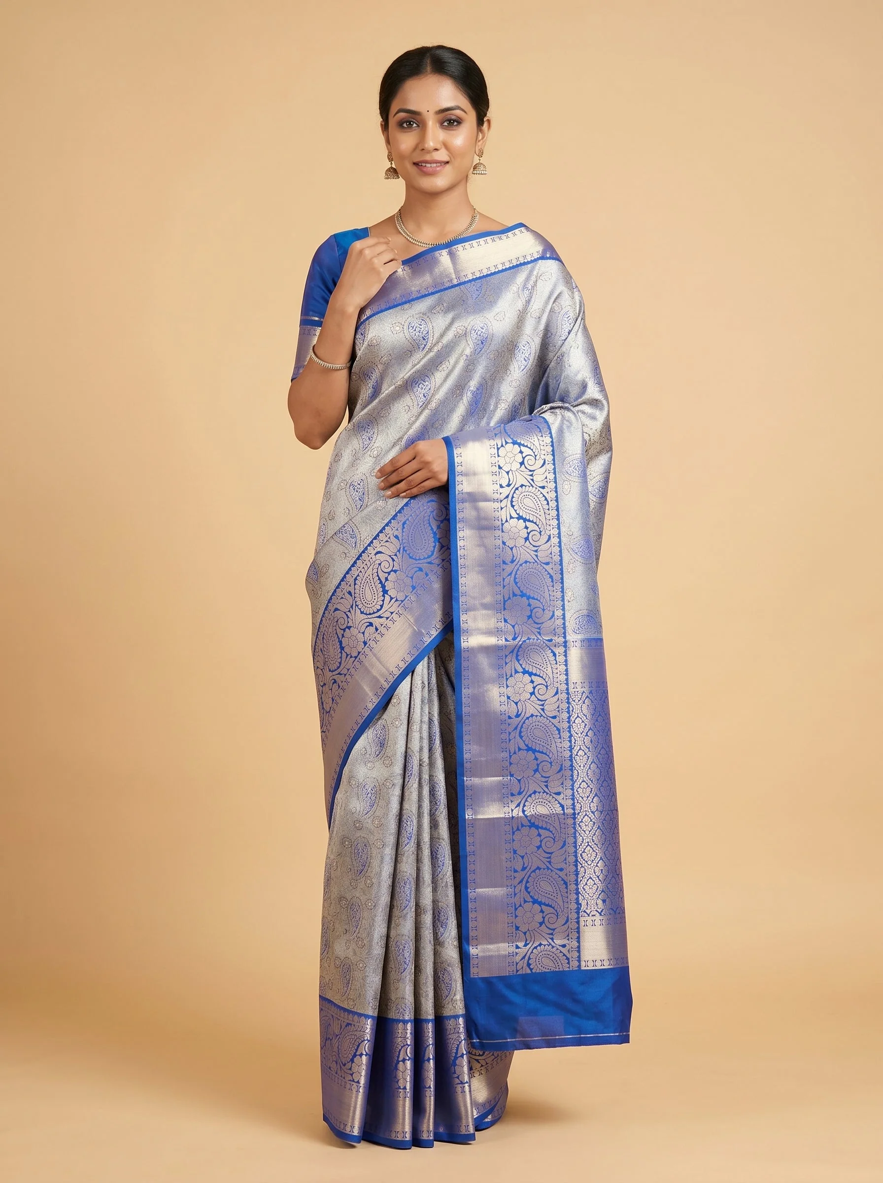Royal Blue Crown Essence Handloom Saree