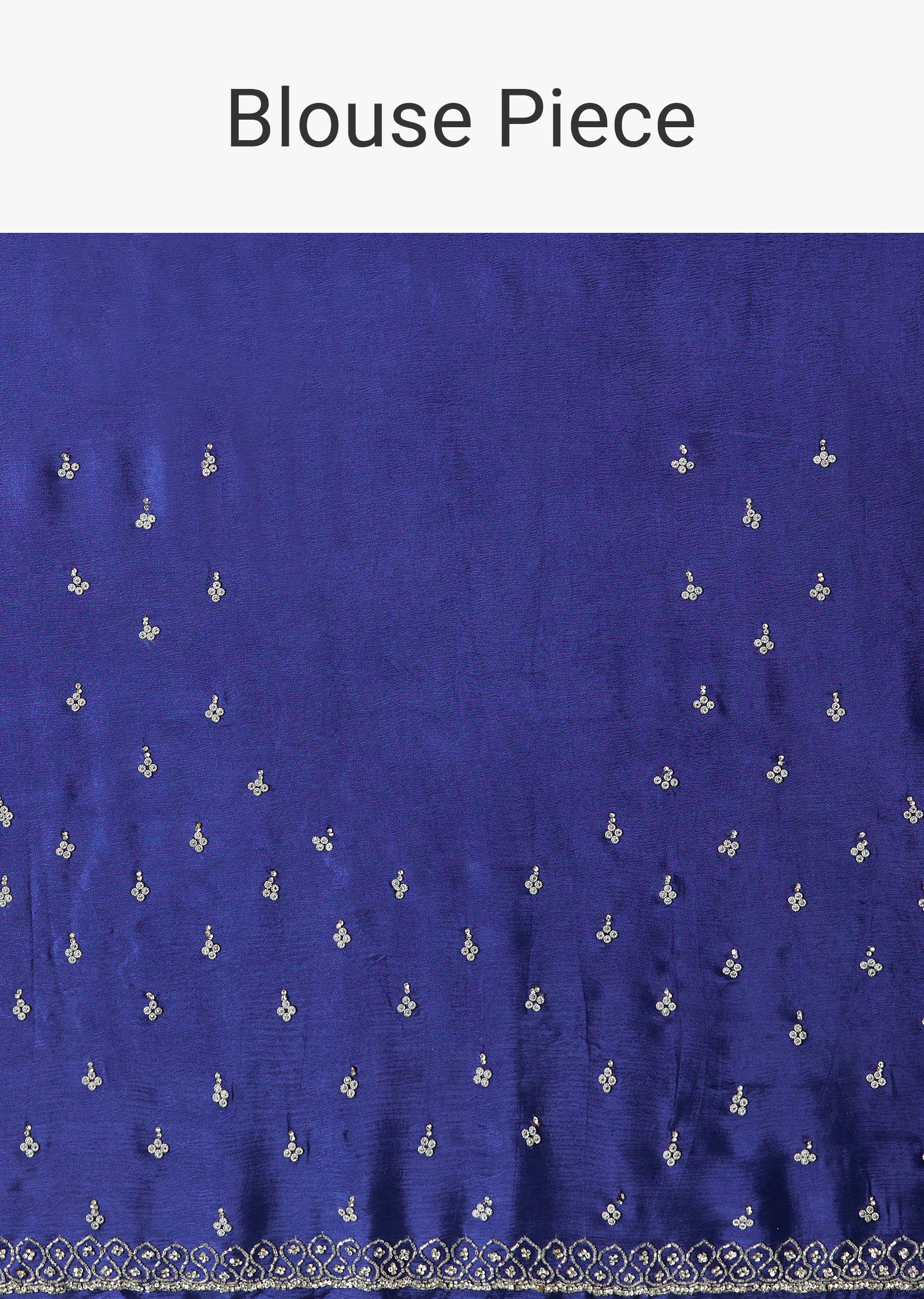 Royal Blue Mirror Embellished Saree with Unstitched Blouse - Image 10