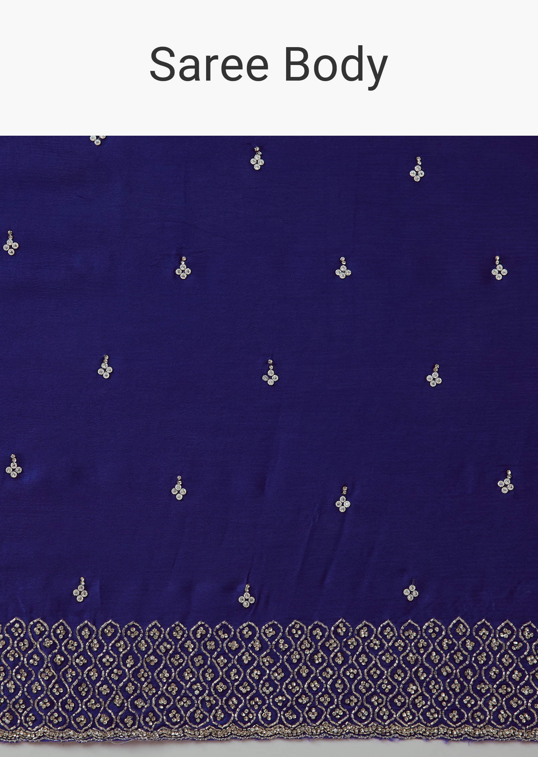 Royal Blue Mirror Embellished Saree with Unstitched Blouse - Image 9