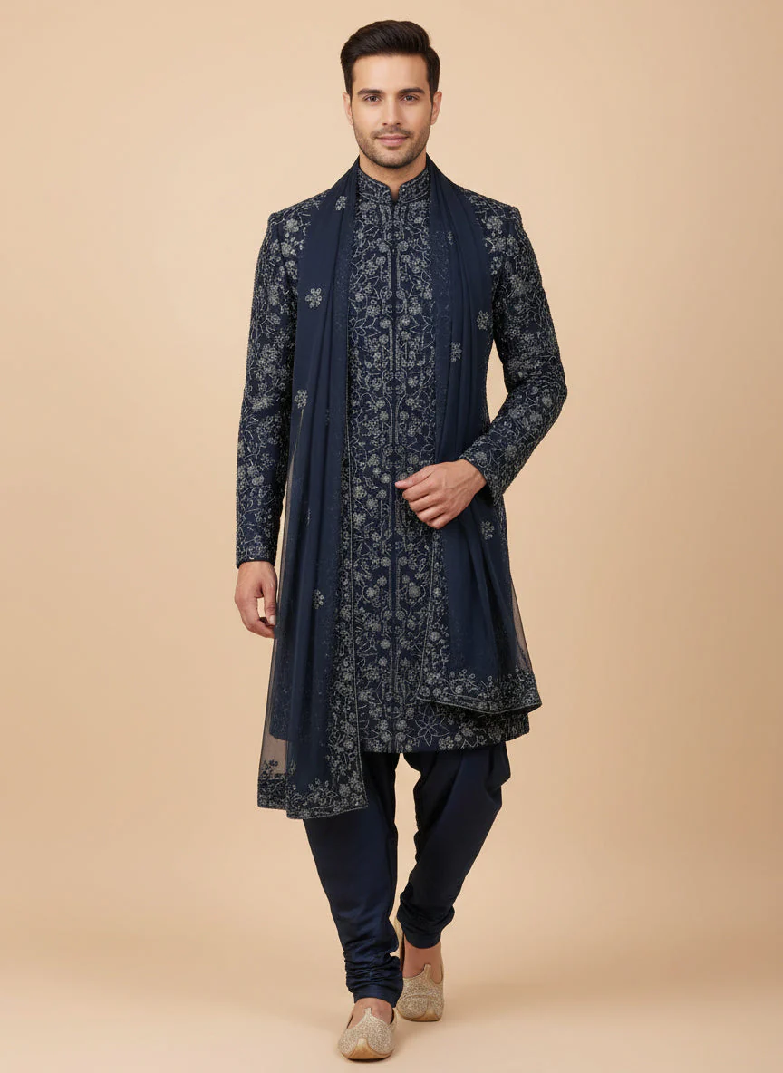 Royal Blue Sherwani - Image 2