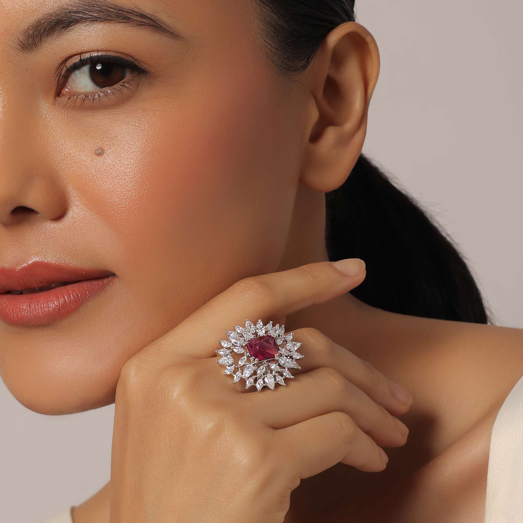 Royal Ruby Dazzling Diamonds Ring - Image 2