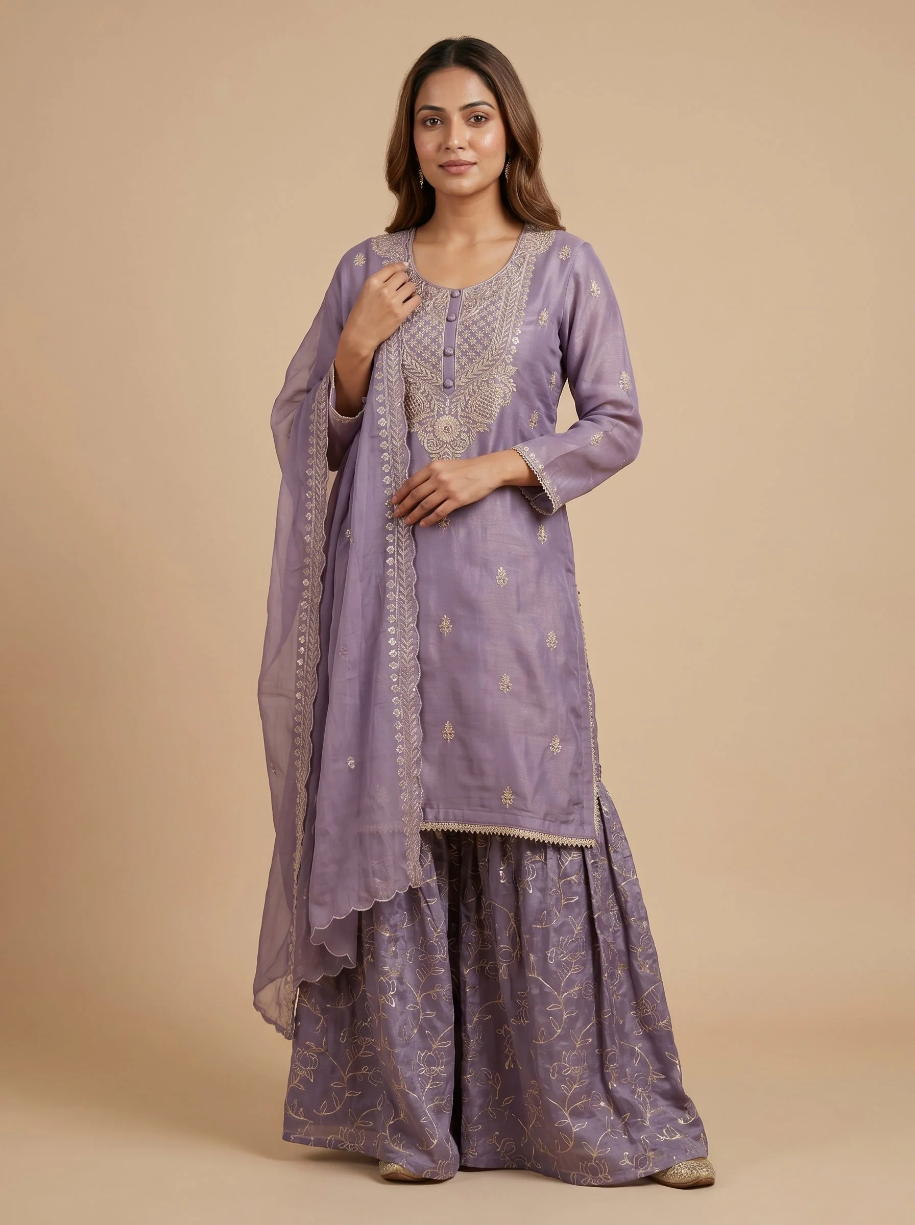 Royal Violet Sharara Set