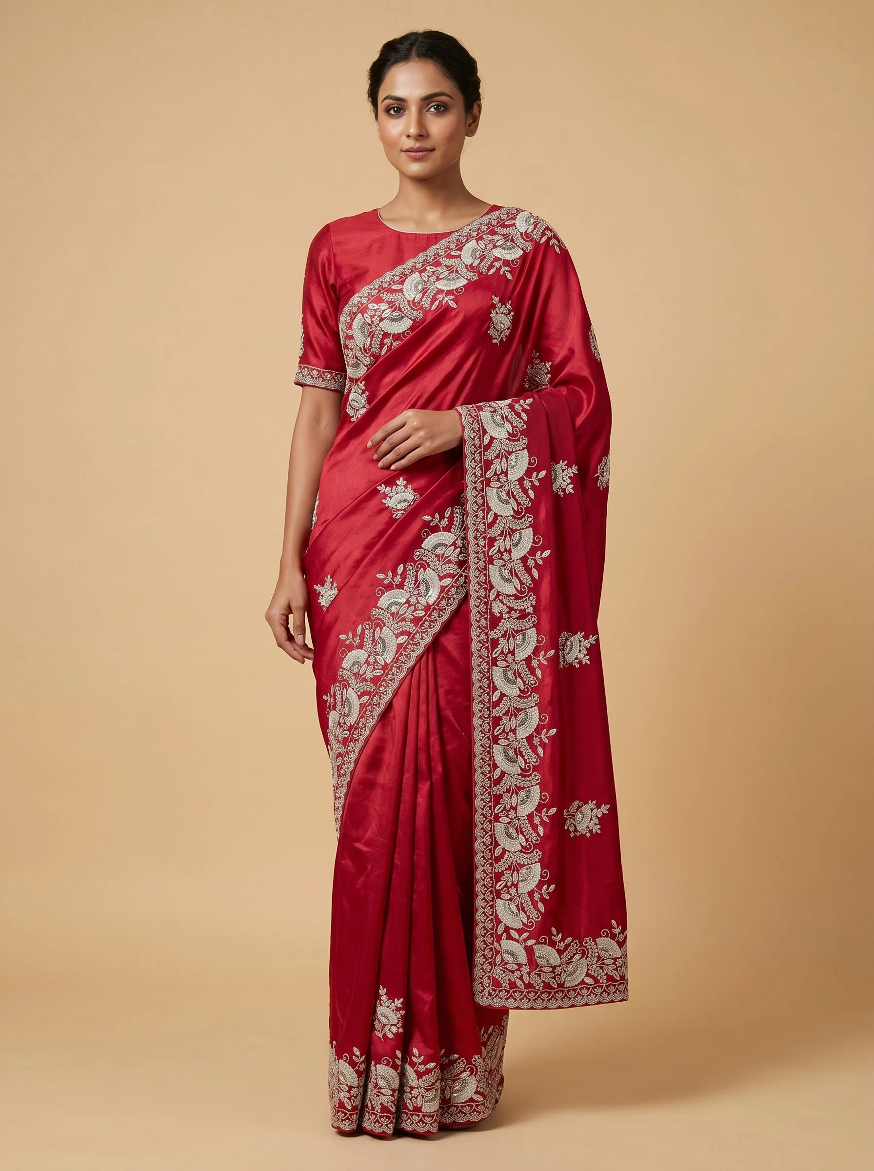 Ruby Shine Radiance Embroidered Saree