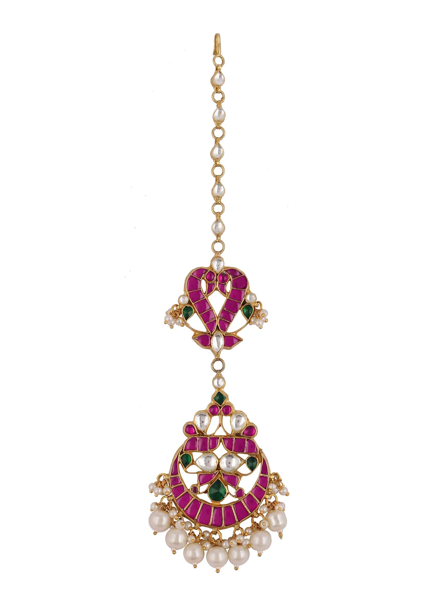 Ruby Stones Studded Kundan Mangtikka - Image 3