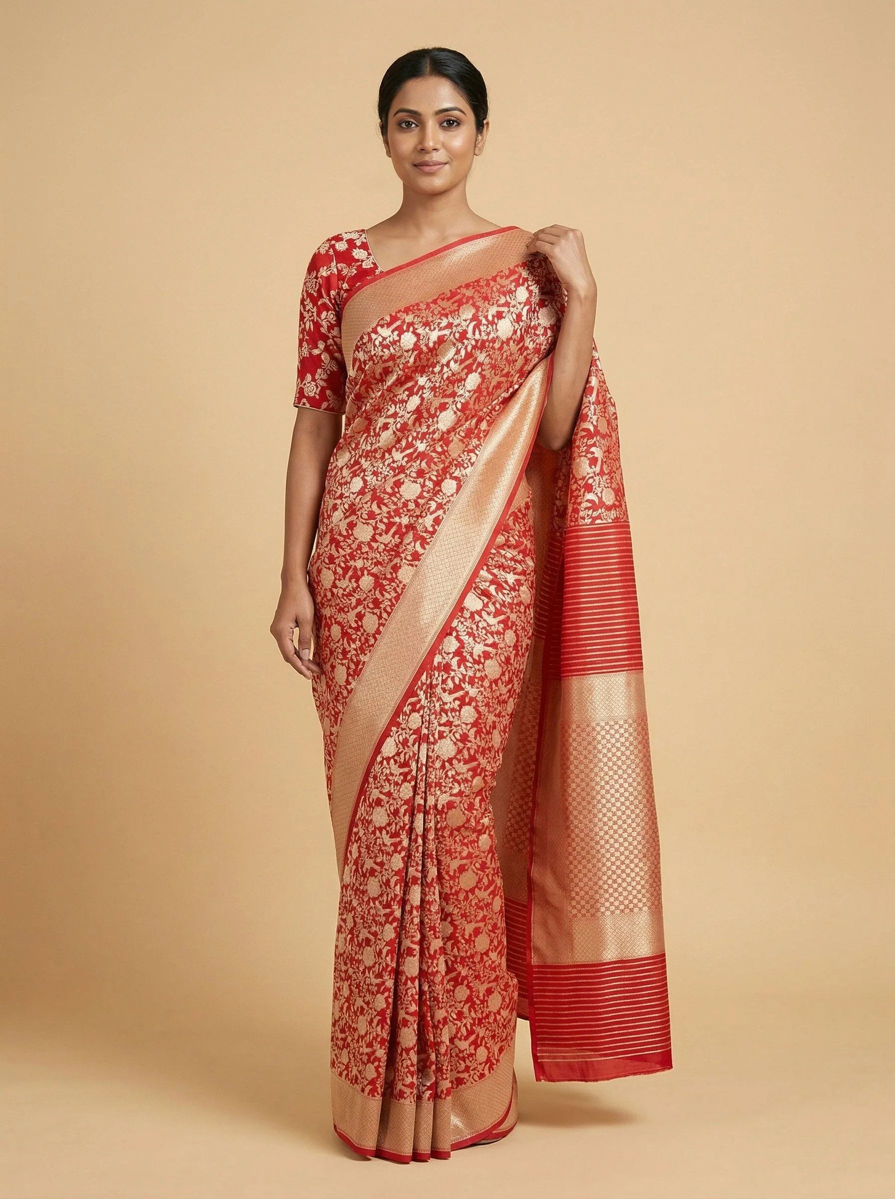 Russet Red Handloom Saree