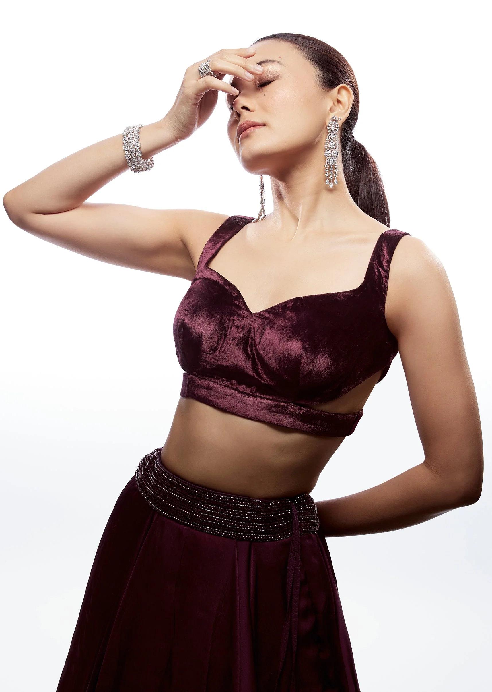 Rust Wine Velvet Sweetheart Blouse - Image 4