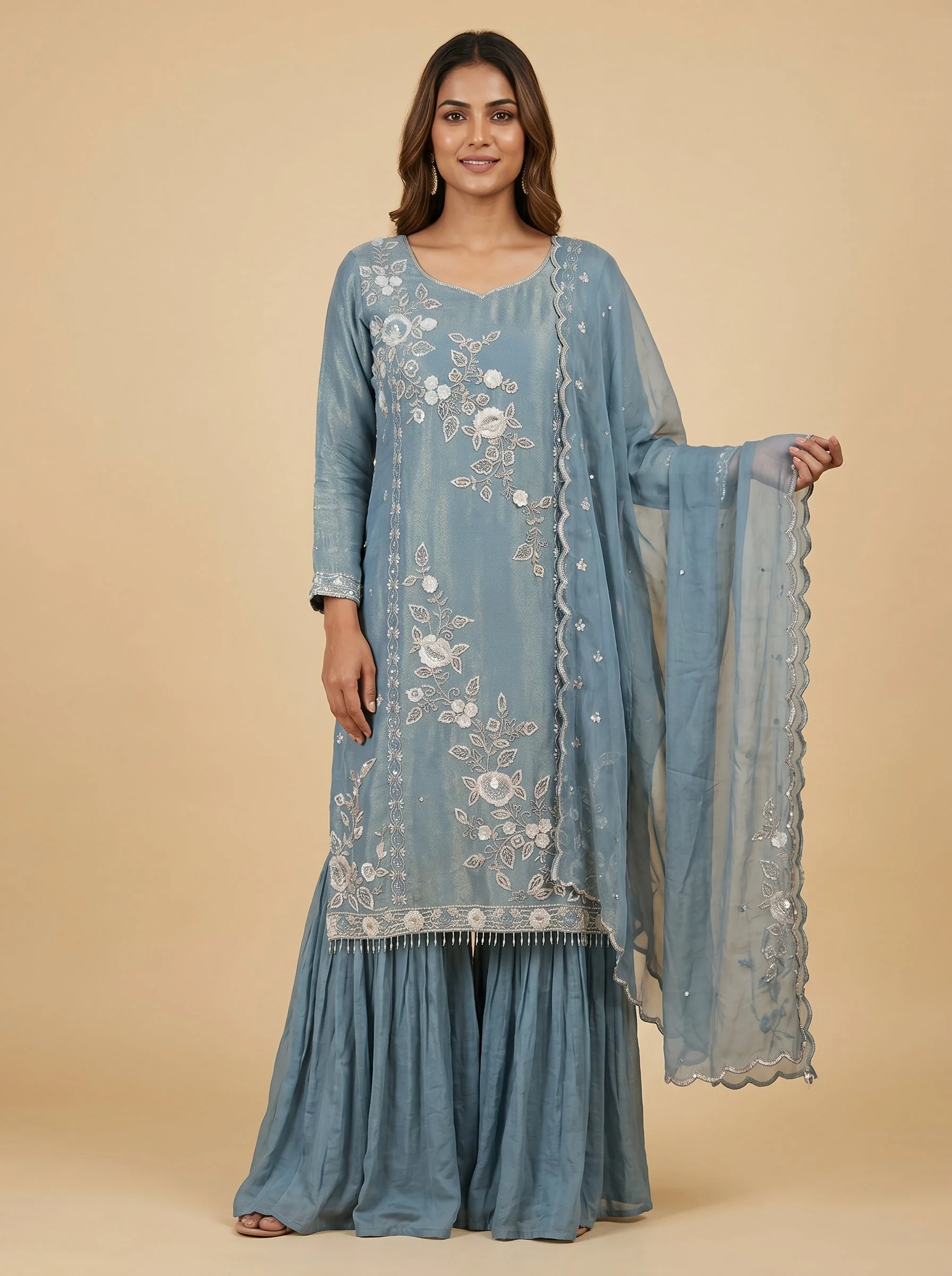Sapphire Blue Sharara Set