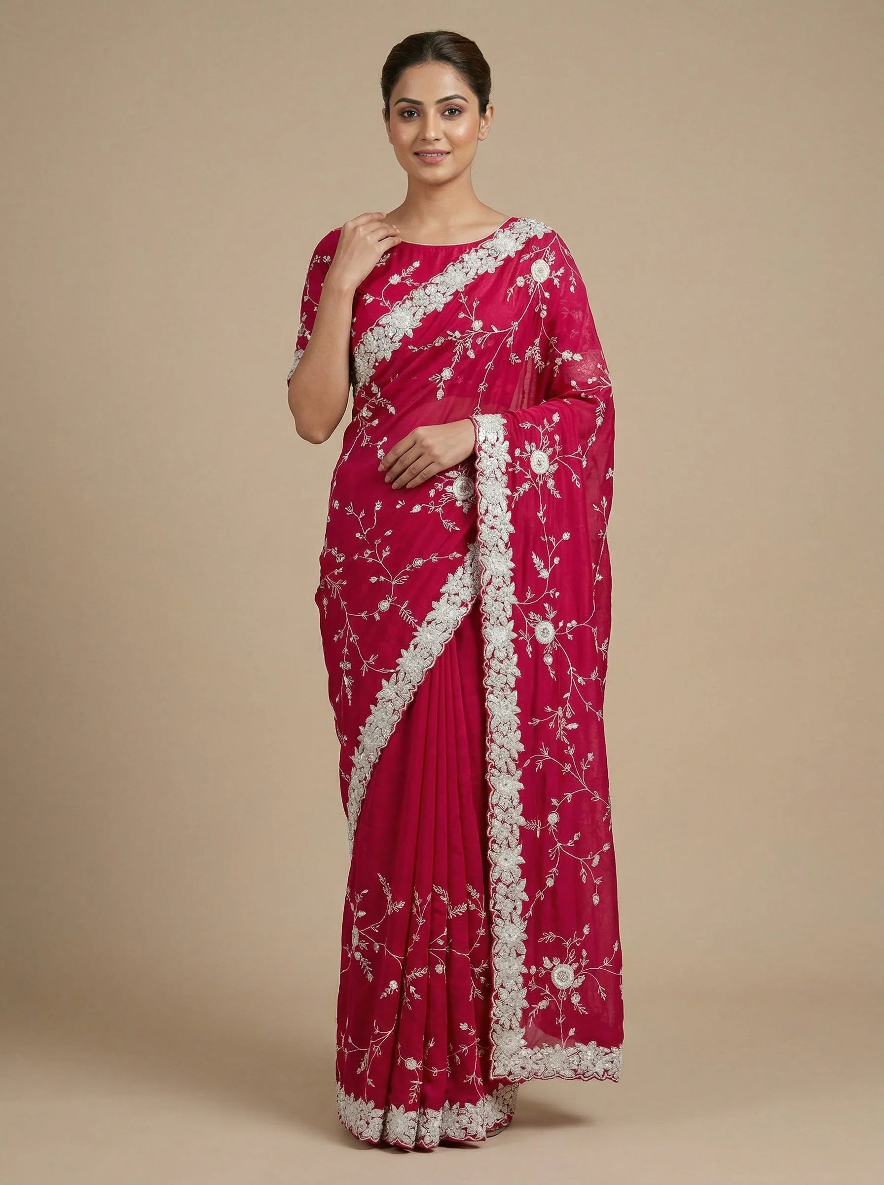 Scarlet Red Classic Saree