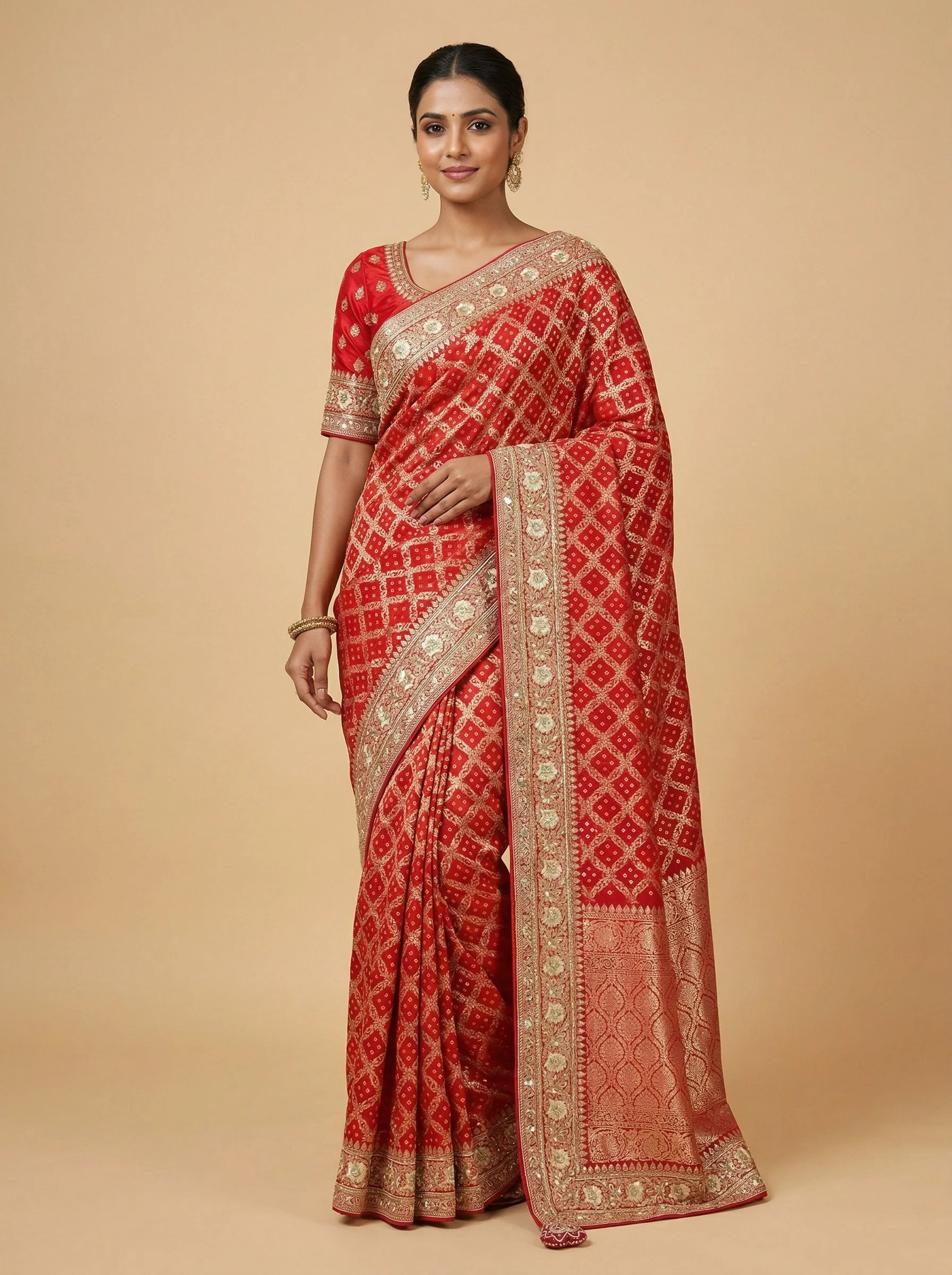 Scarlet Red Heritage Saree