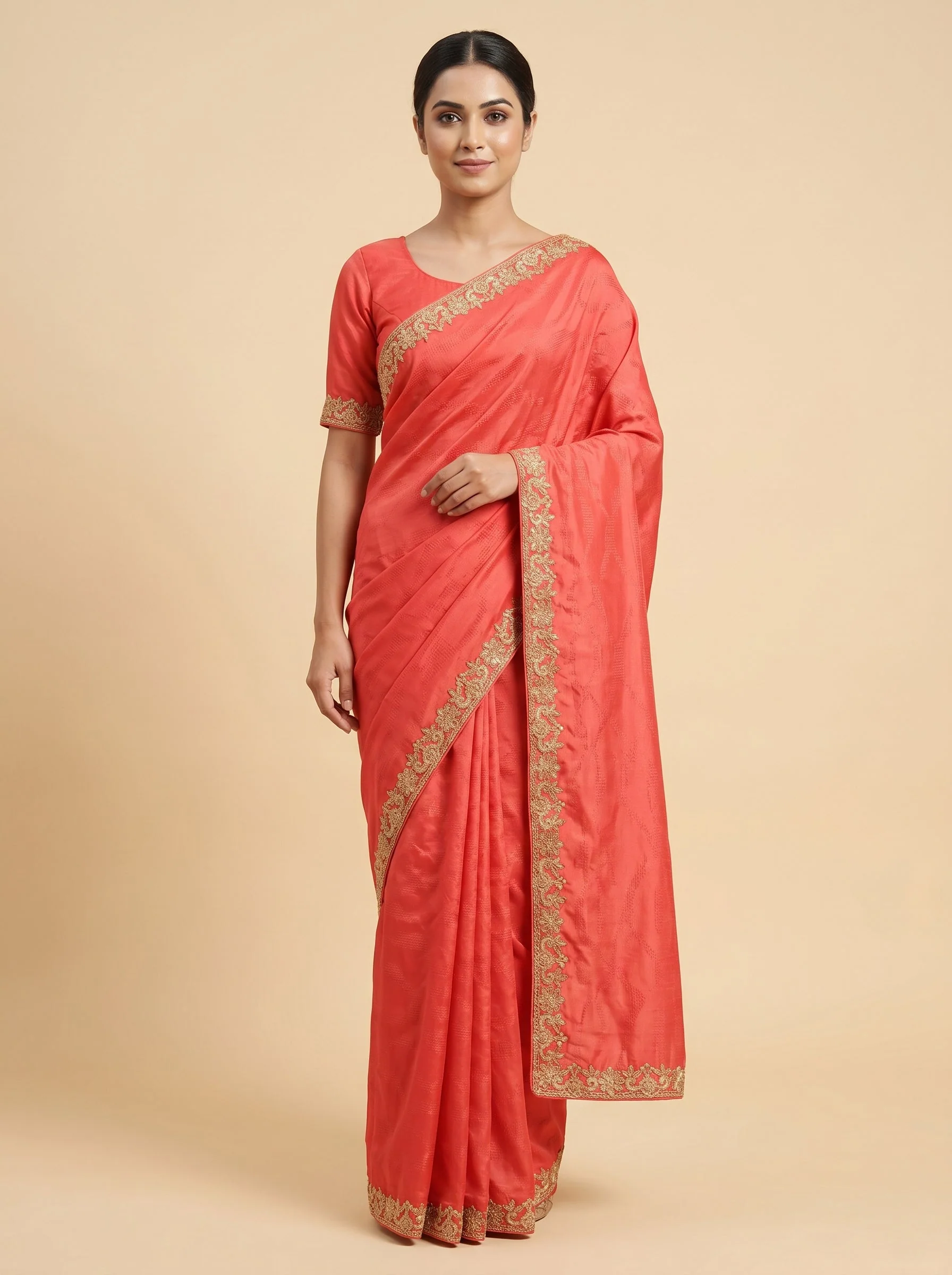 Scarlet Silk Radiance Saree