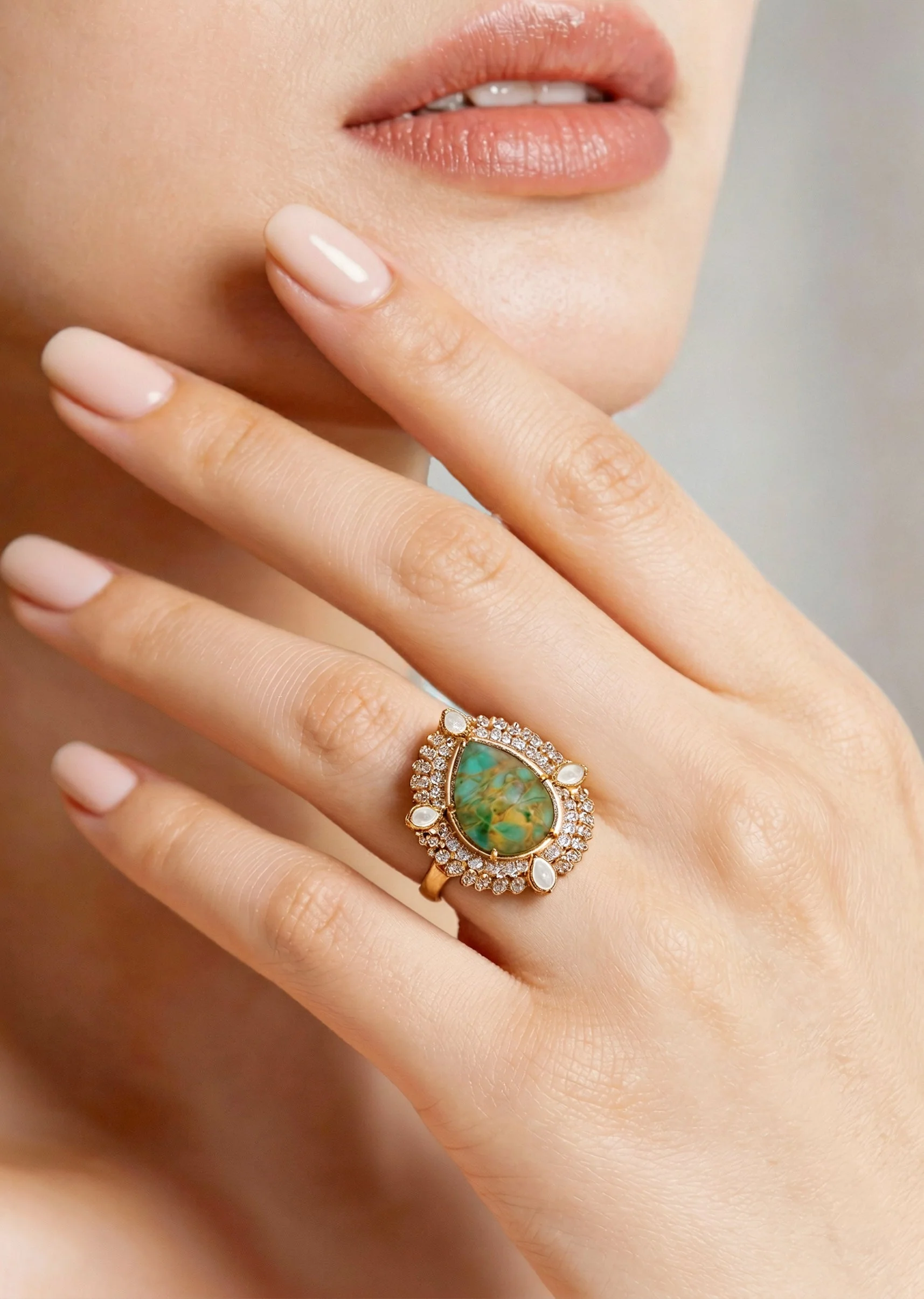 Sea Green Gold Ring