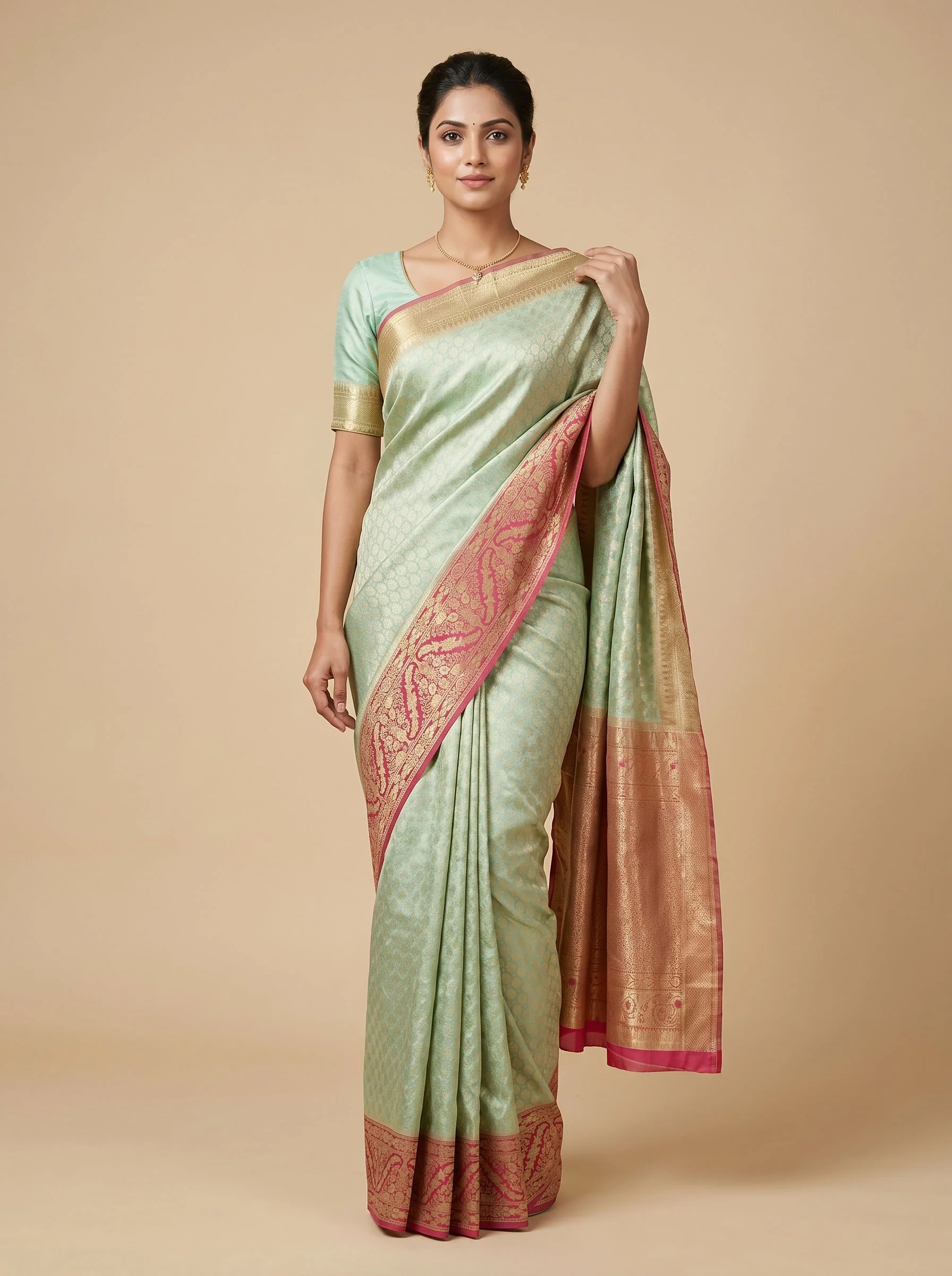 Sea Green Soft Handloom Saree