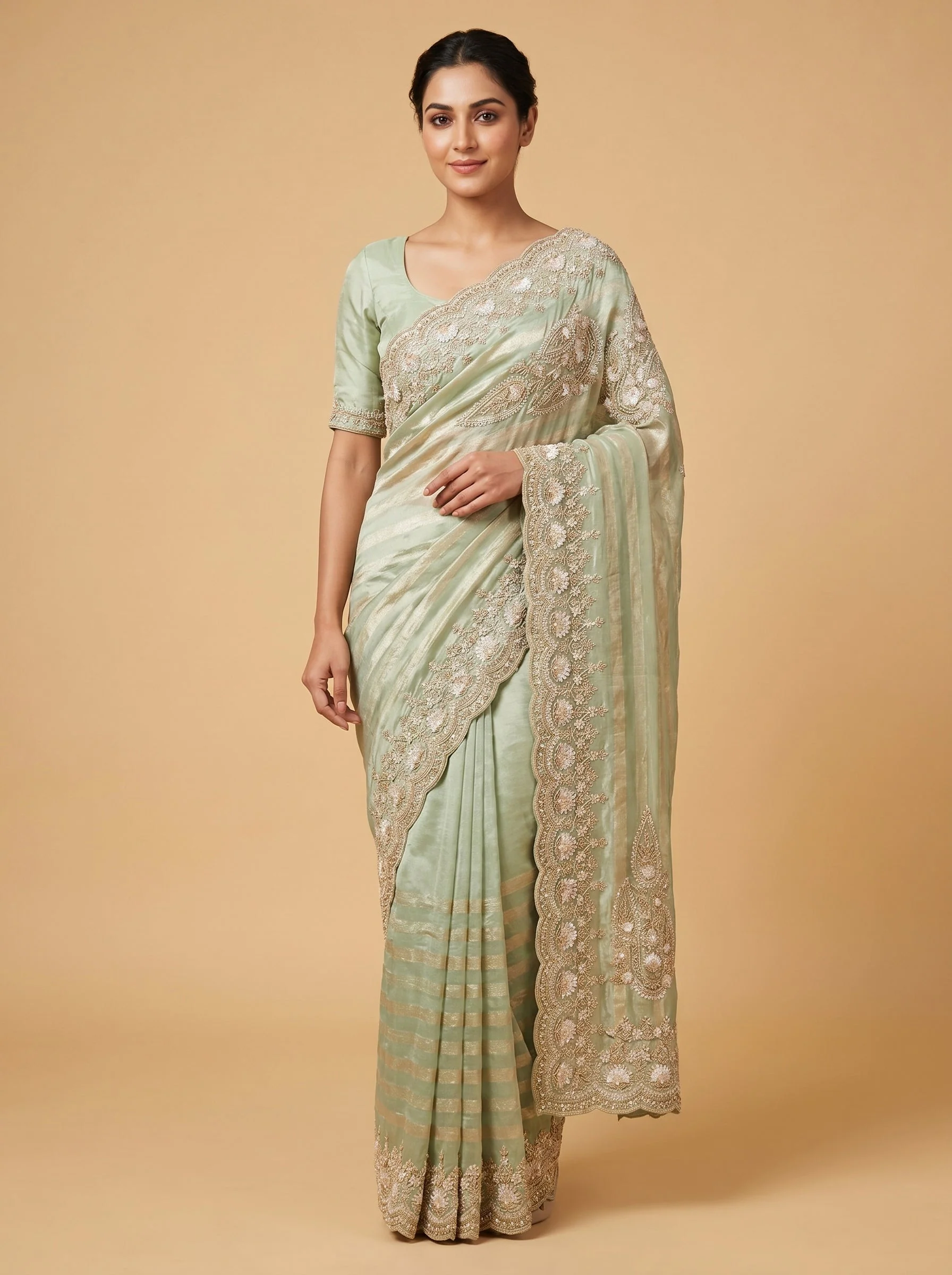 Seafoam Green Glow Saree
