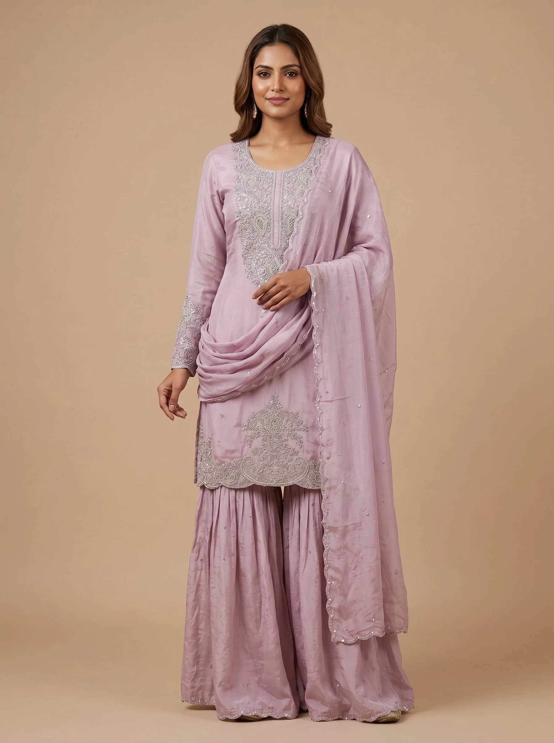 Sheer Lavender Sharara Set