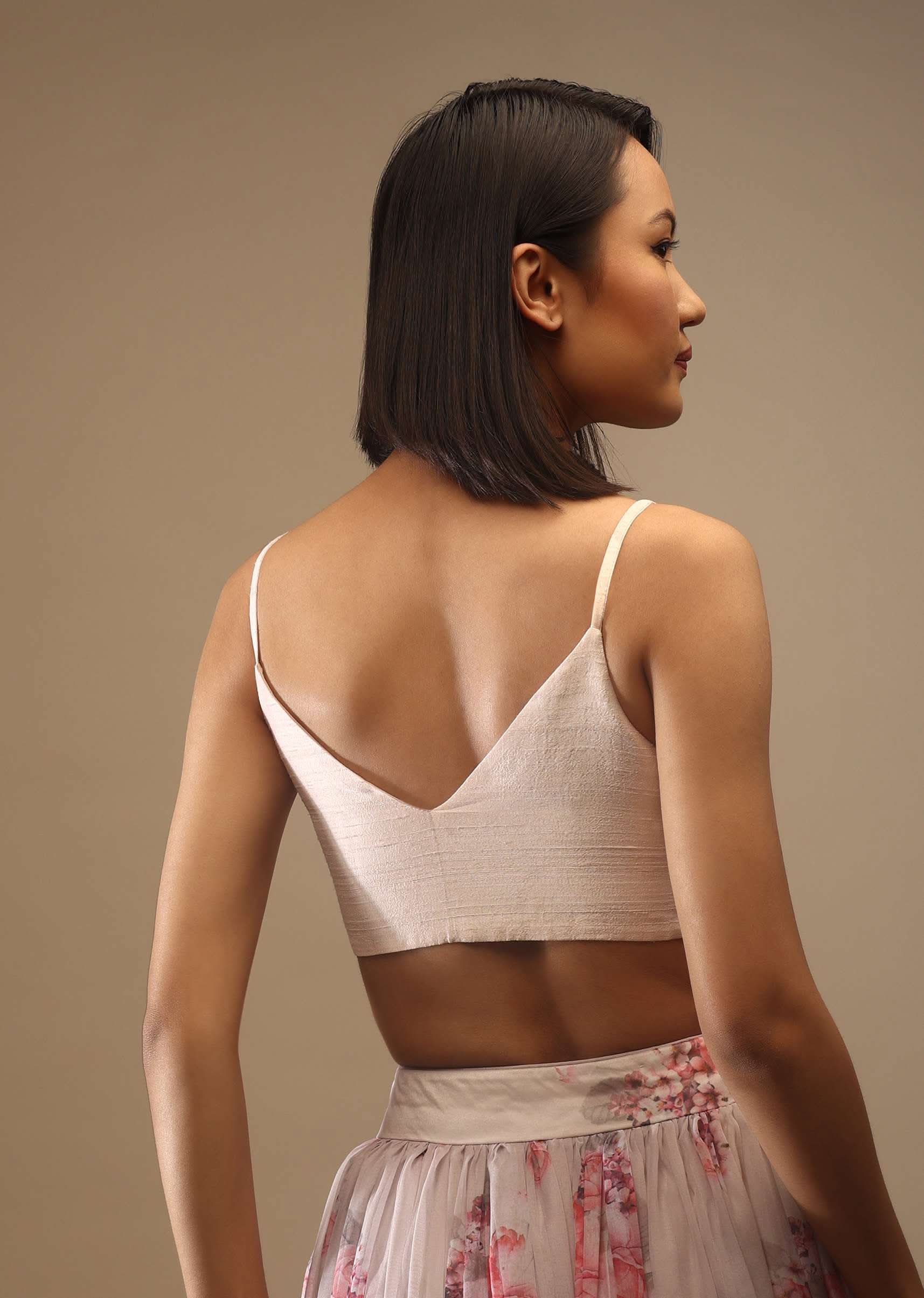 Shell Pink Spaghetti Strap Blouse With A Sweetheart Neckline - Image 5