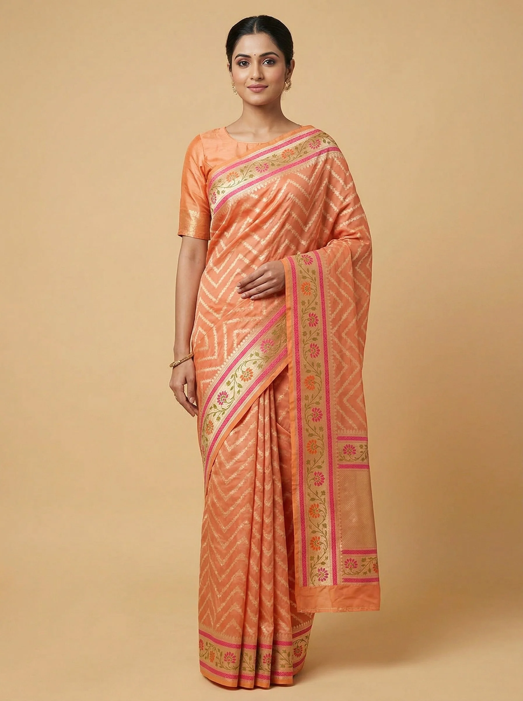 Sherbet Peach Handloom Saree