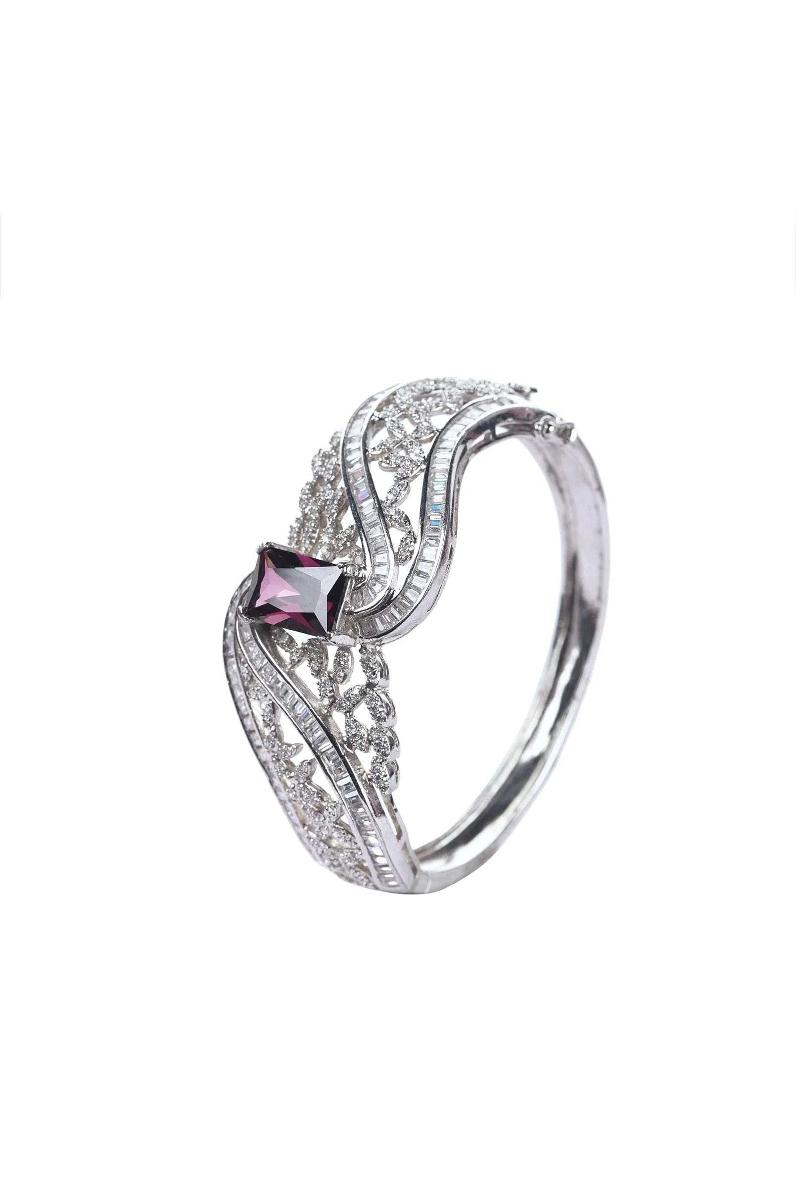 Silver Finish Bangle In Mix Studded With Zircon - Image 4