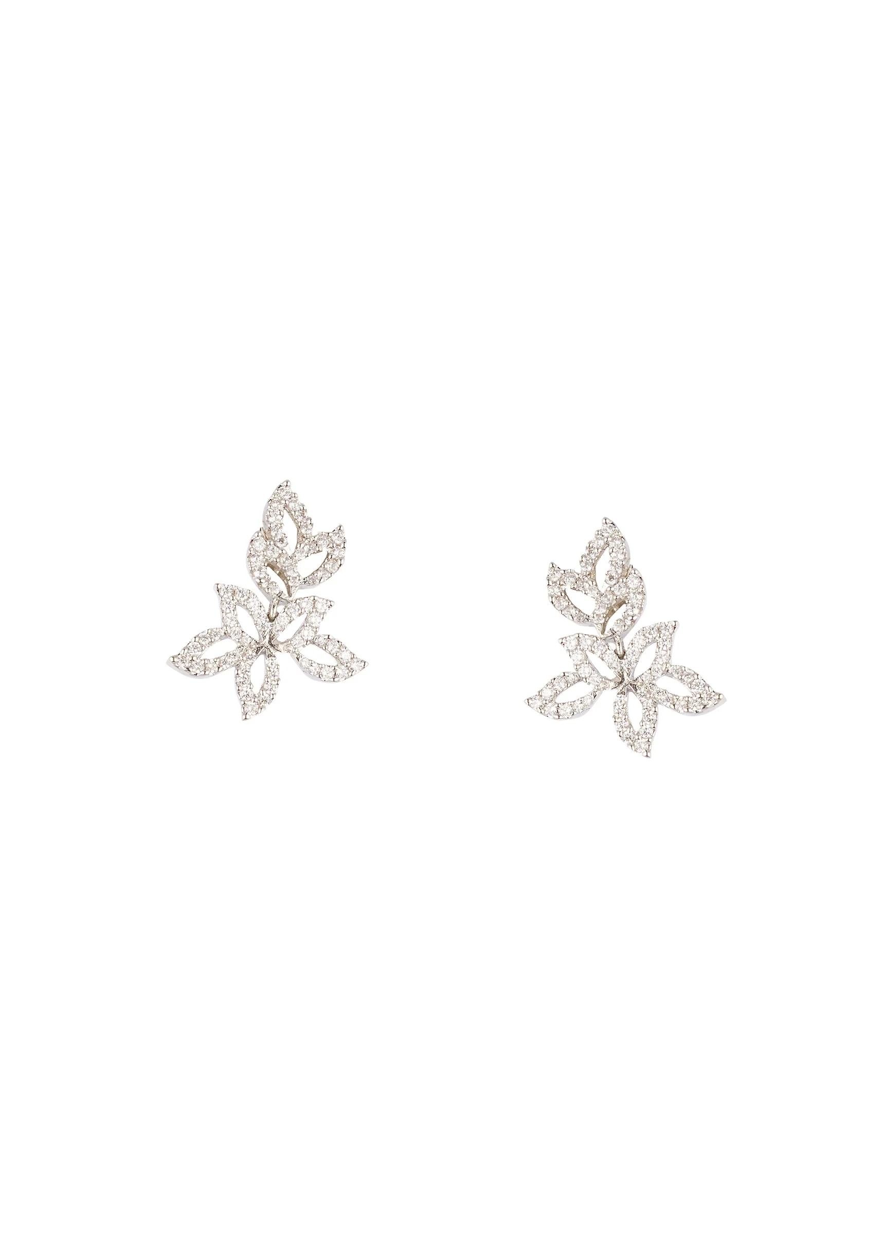 Silver Finish Necklace Set With Chandelier Style Pink Simulated Stones And Cubic Zirconia Accents - Image 3