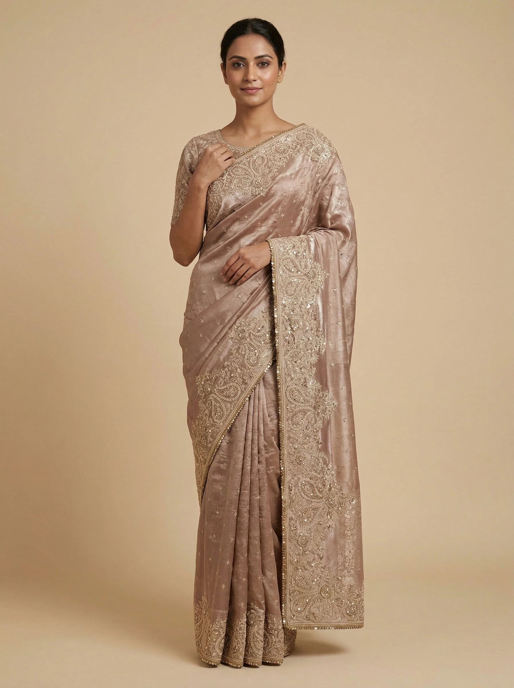Silver Finished Embroidered Saree