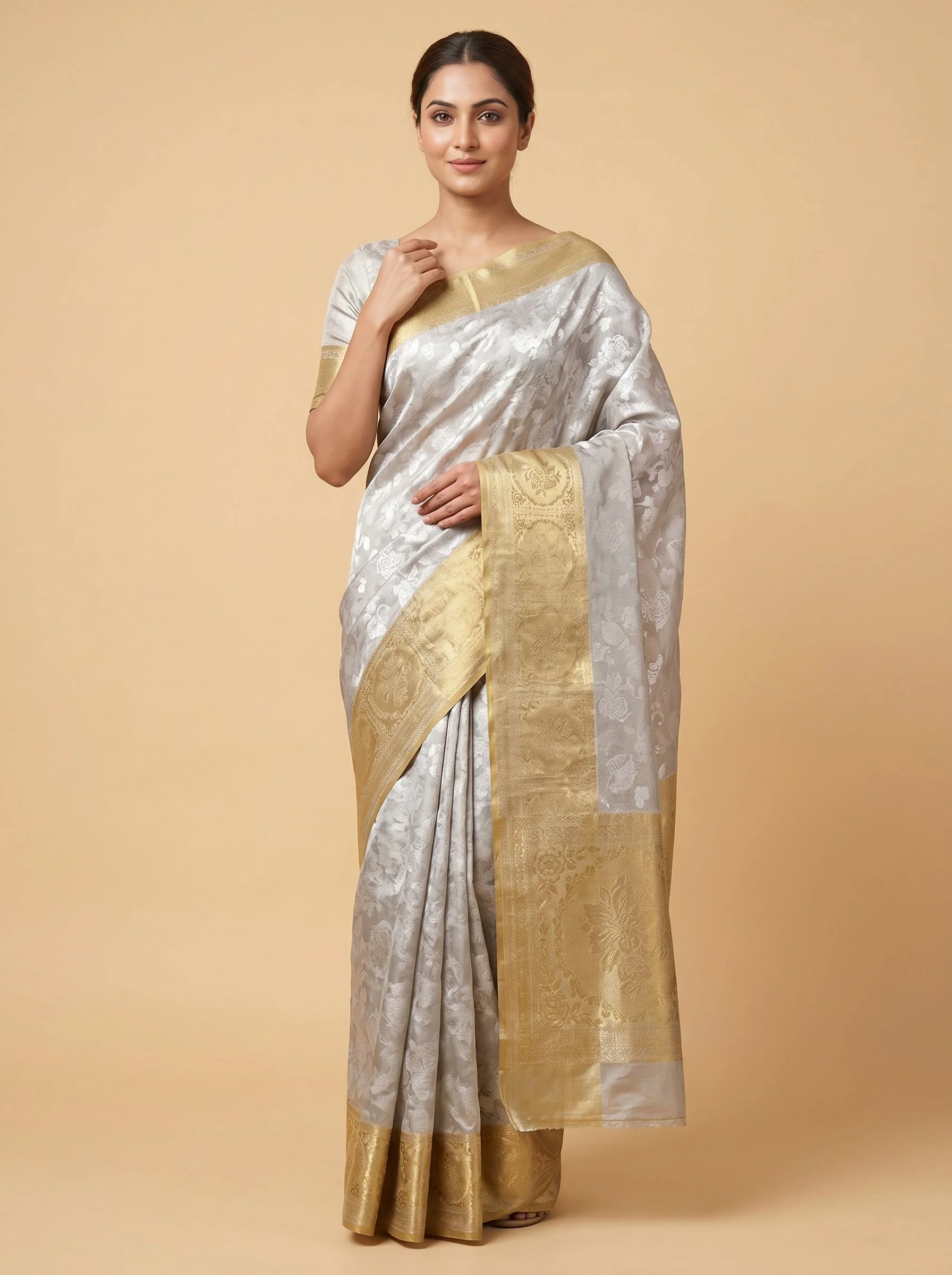 Silver Gold Fusion Handloom Saree