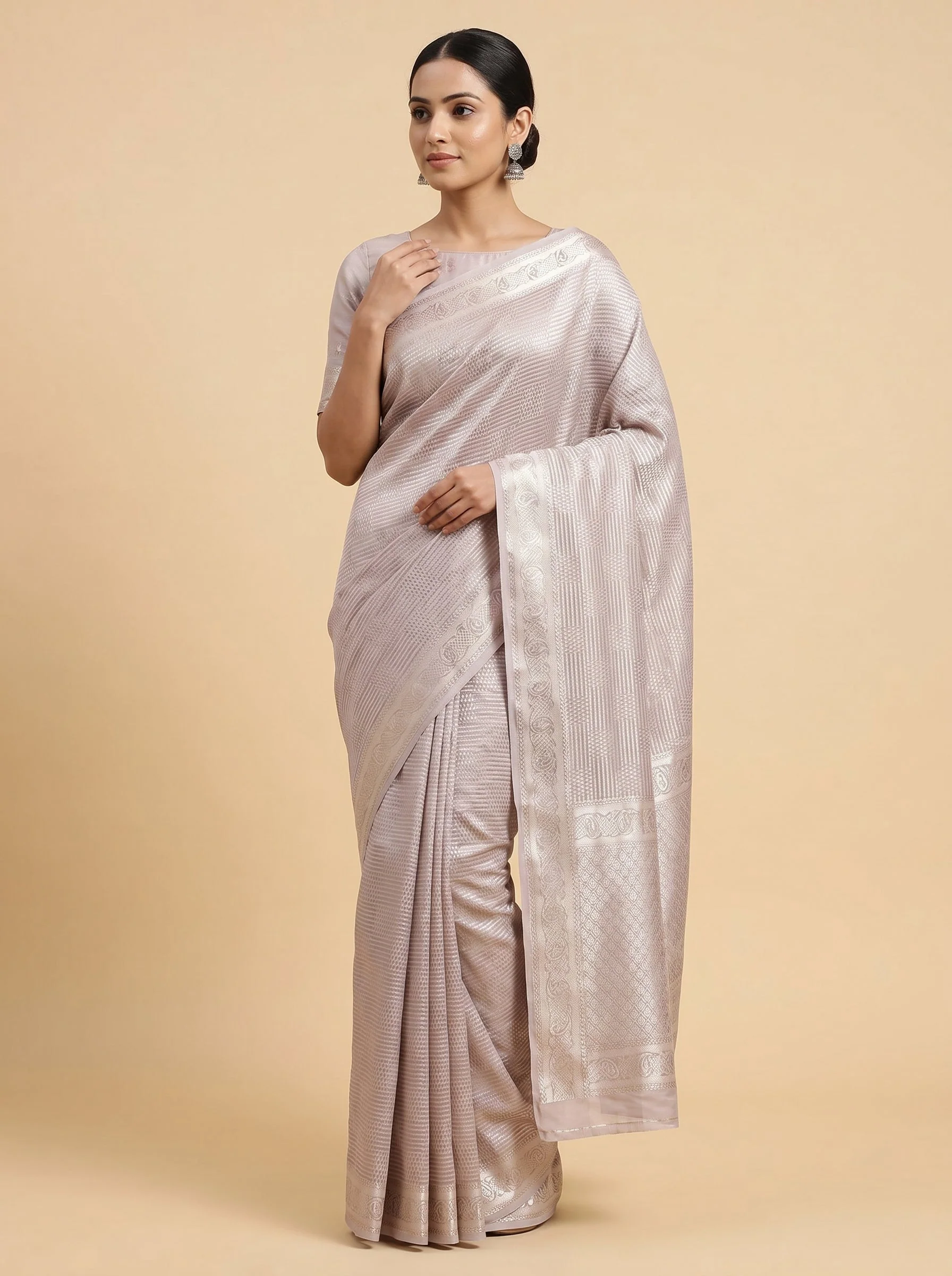 Silver Modern Drape Handloom Saree