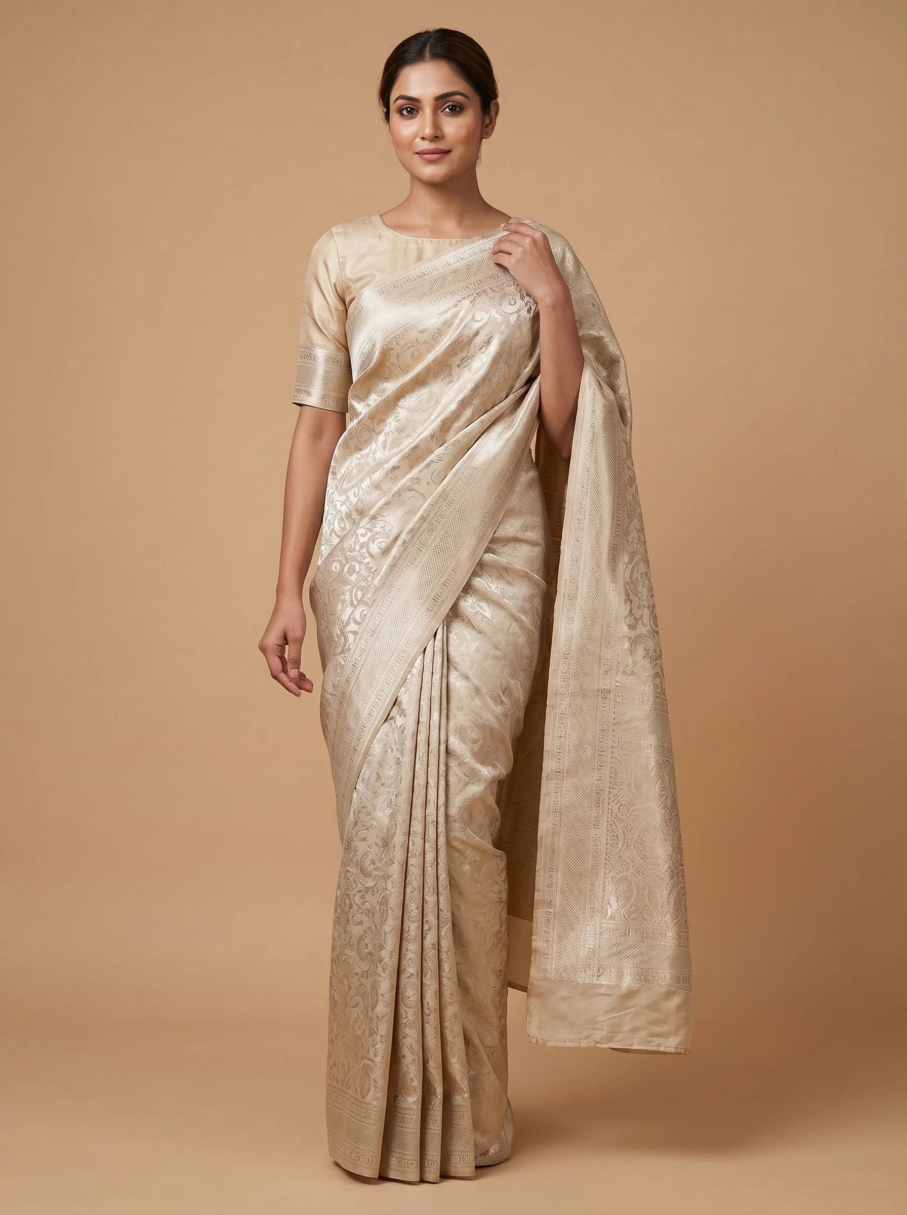 Silver Moonlit Weave Handloom Saree