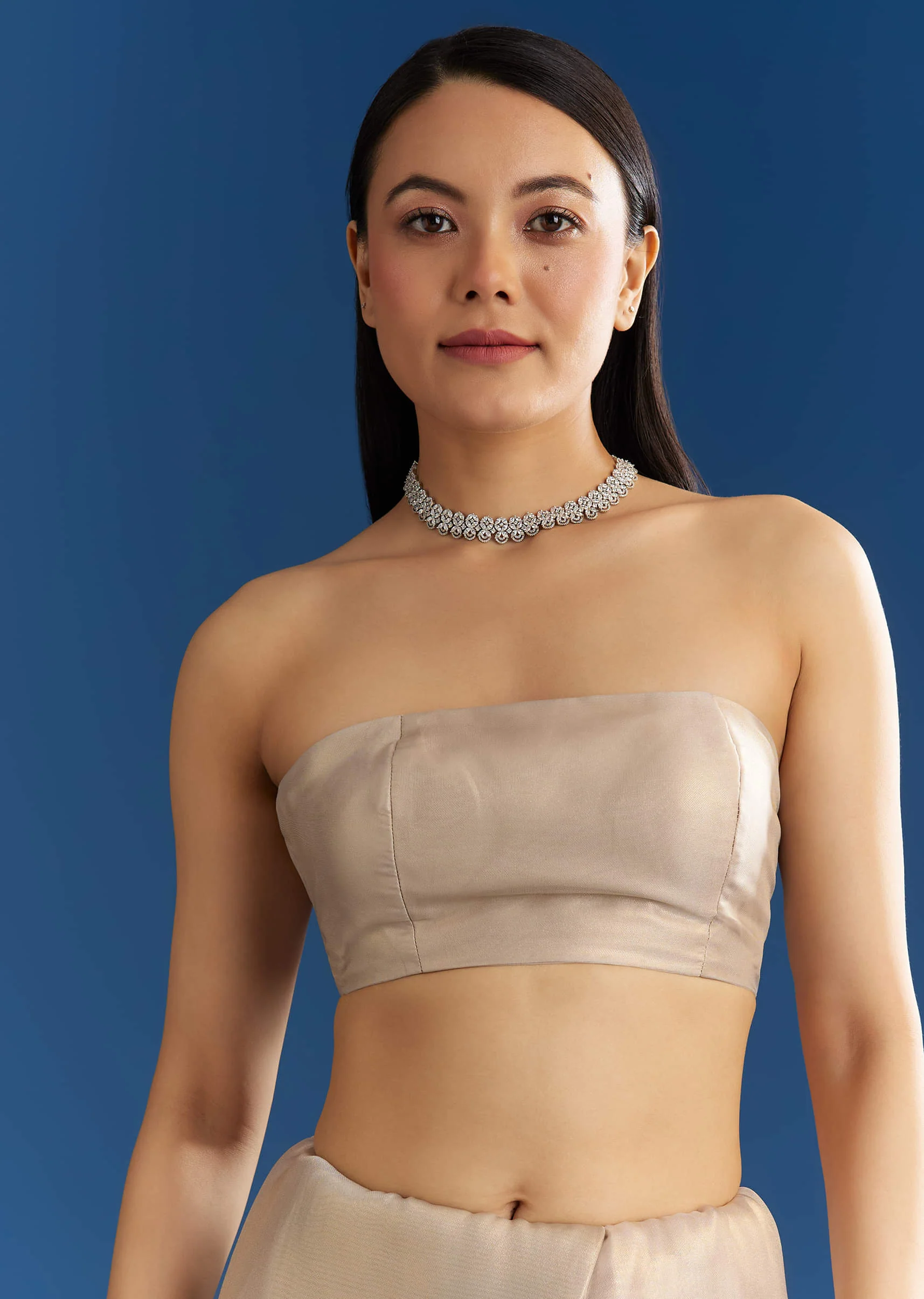 Silver Organza Tissue Saree With Sparkling Border - Image 7