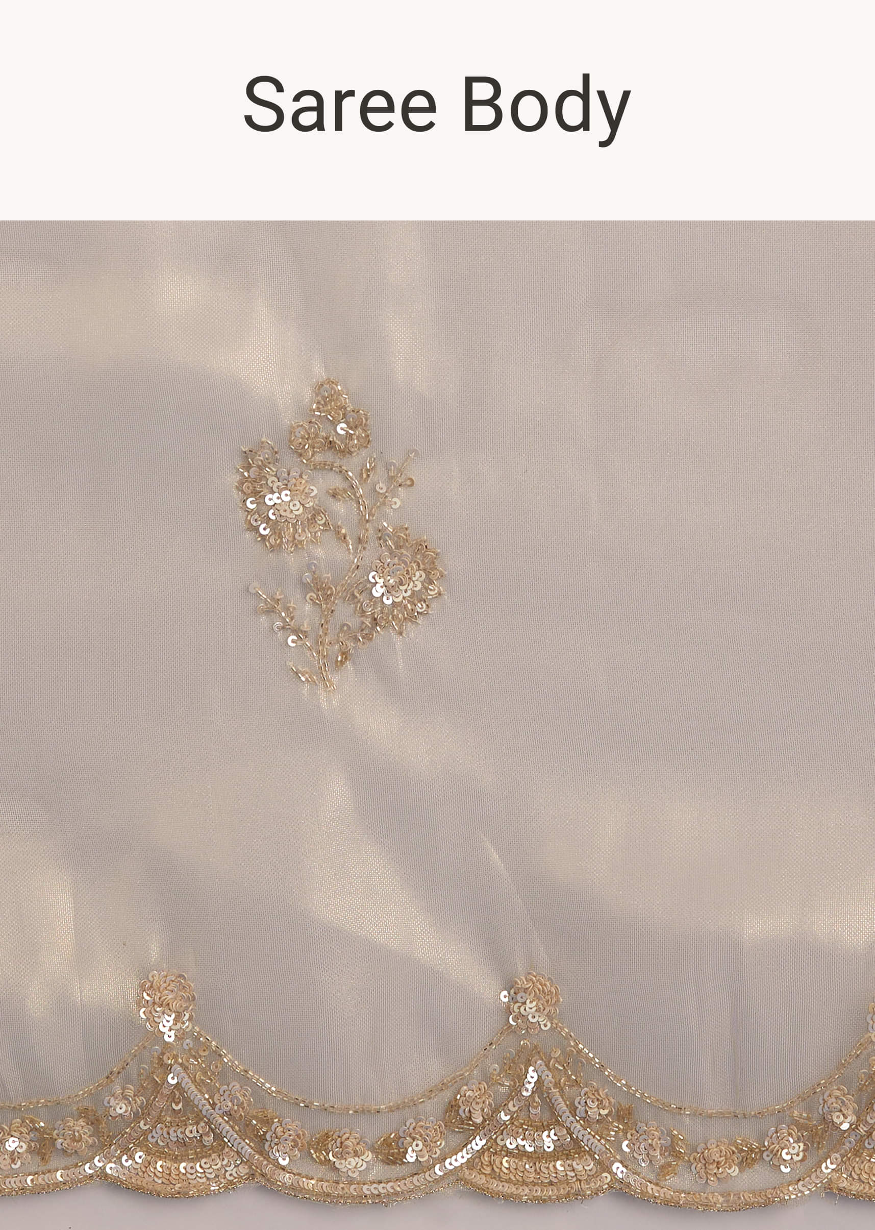 Silver Organza Tissue Saree With Sparkling Border - Image 9