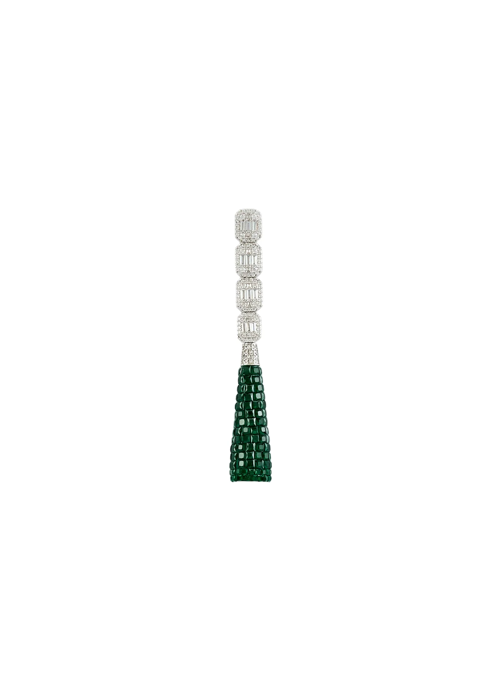 Silver Plated Green Zircon Dangler Earrings - Image 3