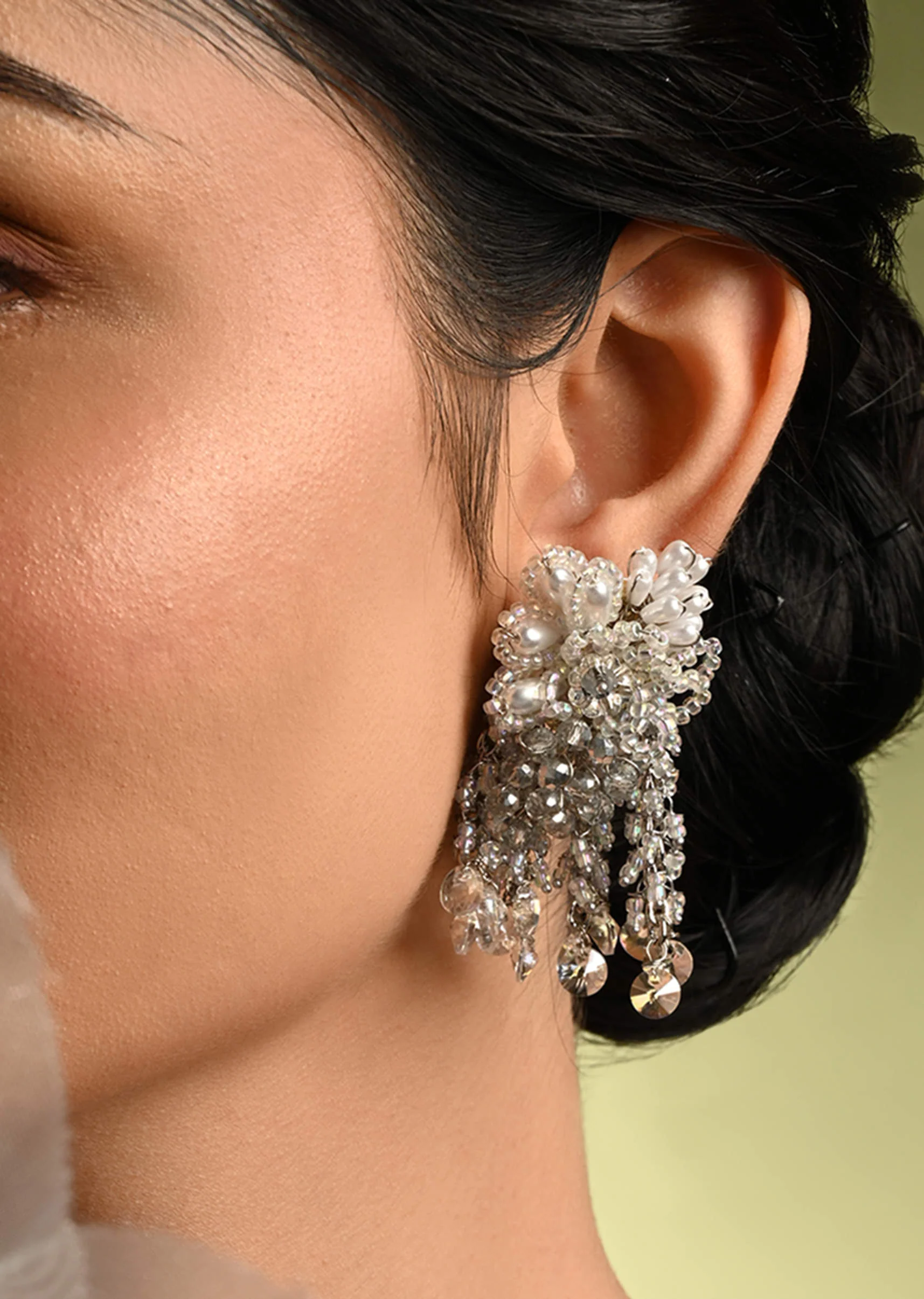 Silver Plated Pearl Festive Medium Size Earrings