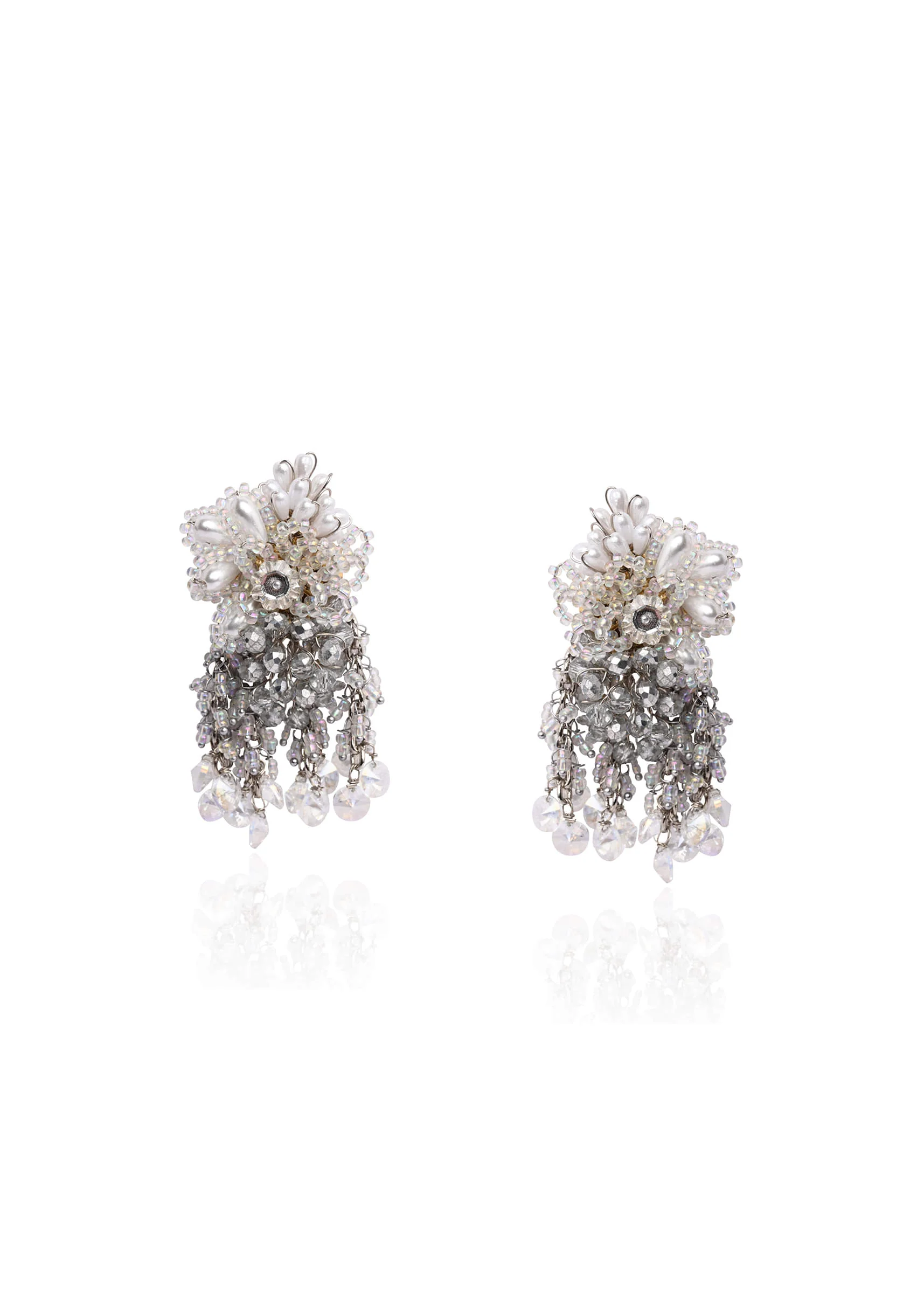 Silver Plated Pearl Festive Medium Size Earrings - Image 2