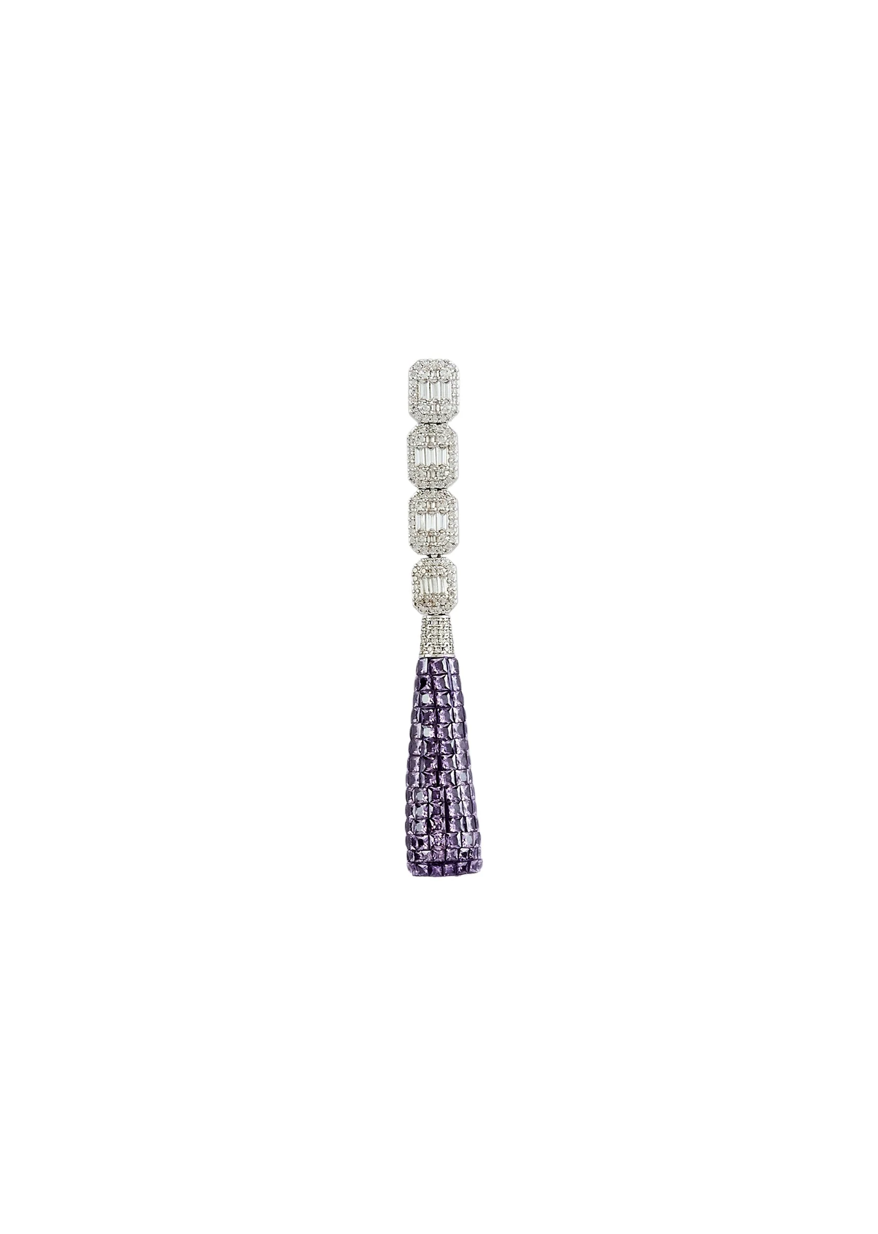 Silver Plated Purple Zircon Dangler Earrings - Image 3