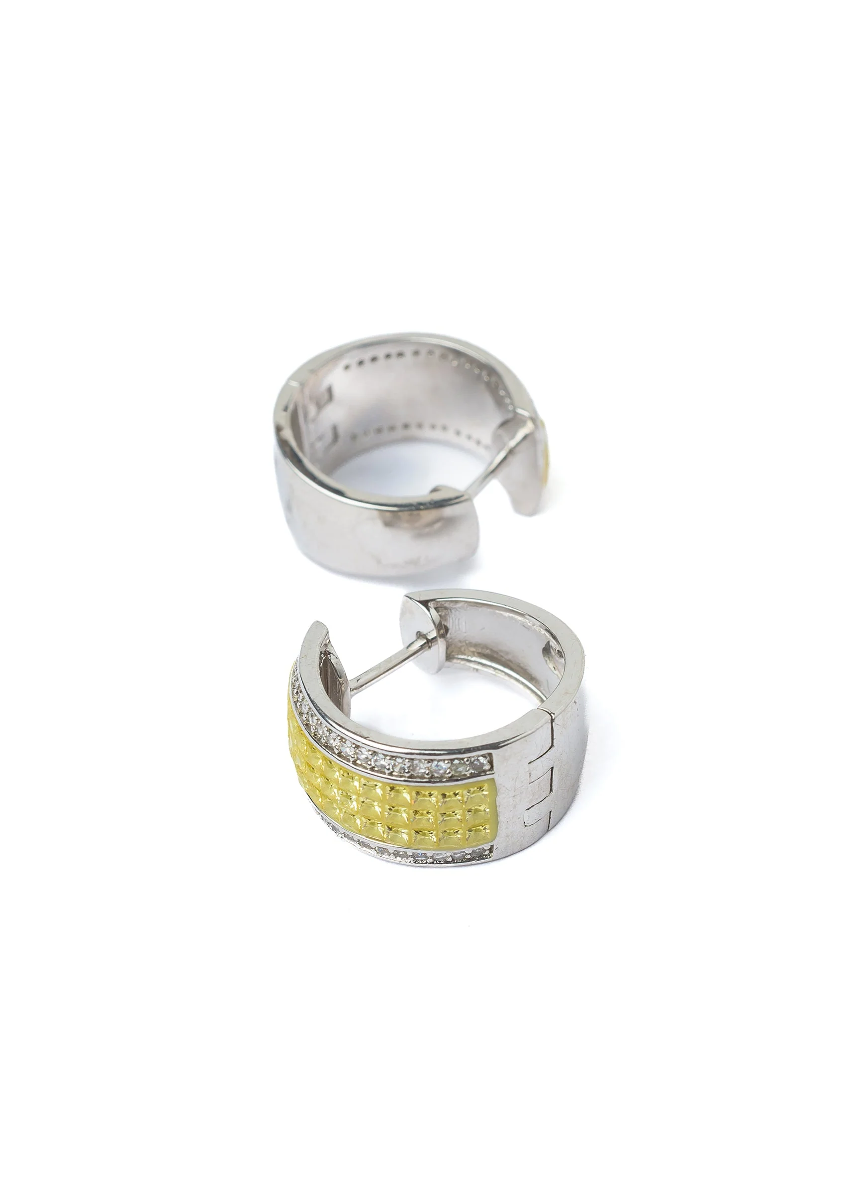 Silver Plated Yellow Hoop Earrings - Image 3
