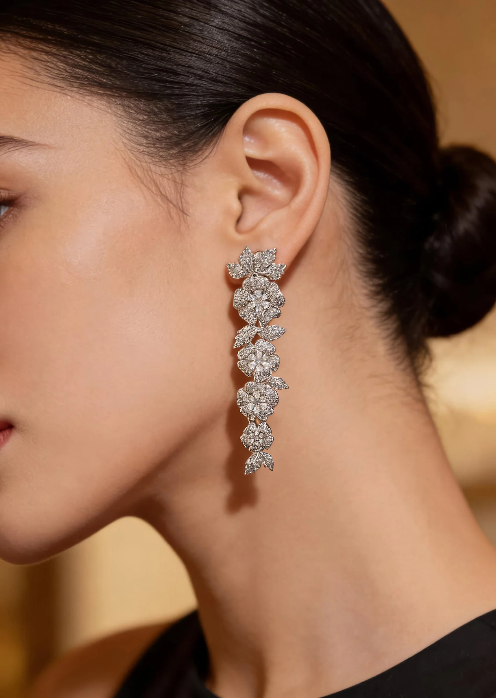 Silver Plated Zircon Danglers Earrings
