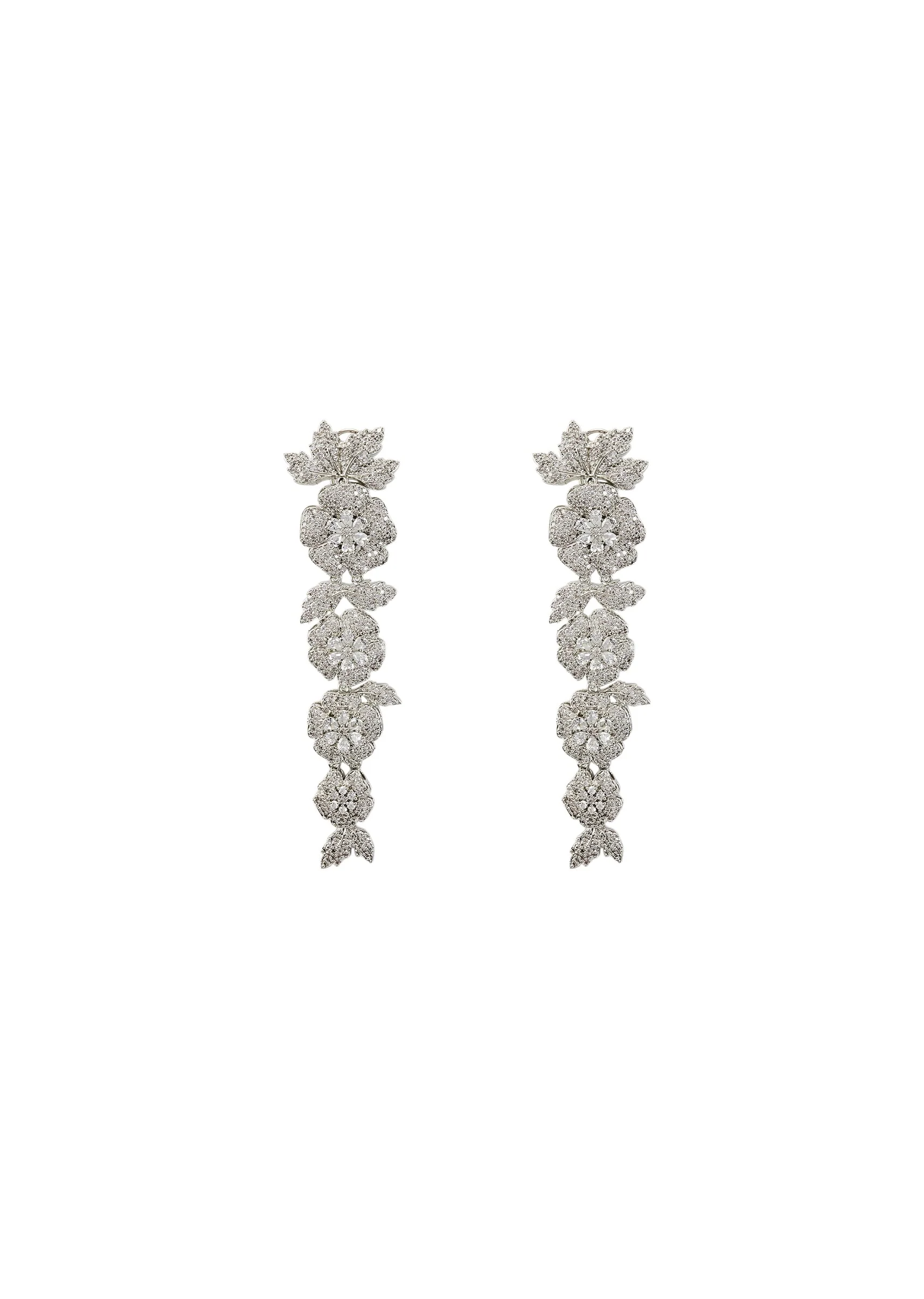 Silver Plated Zircon Danglers Earrings - Image 2