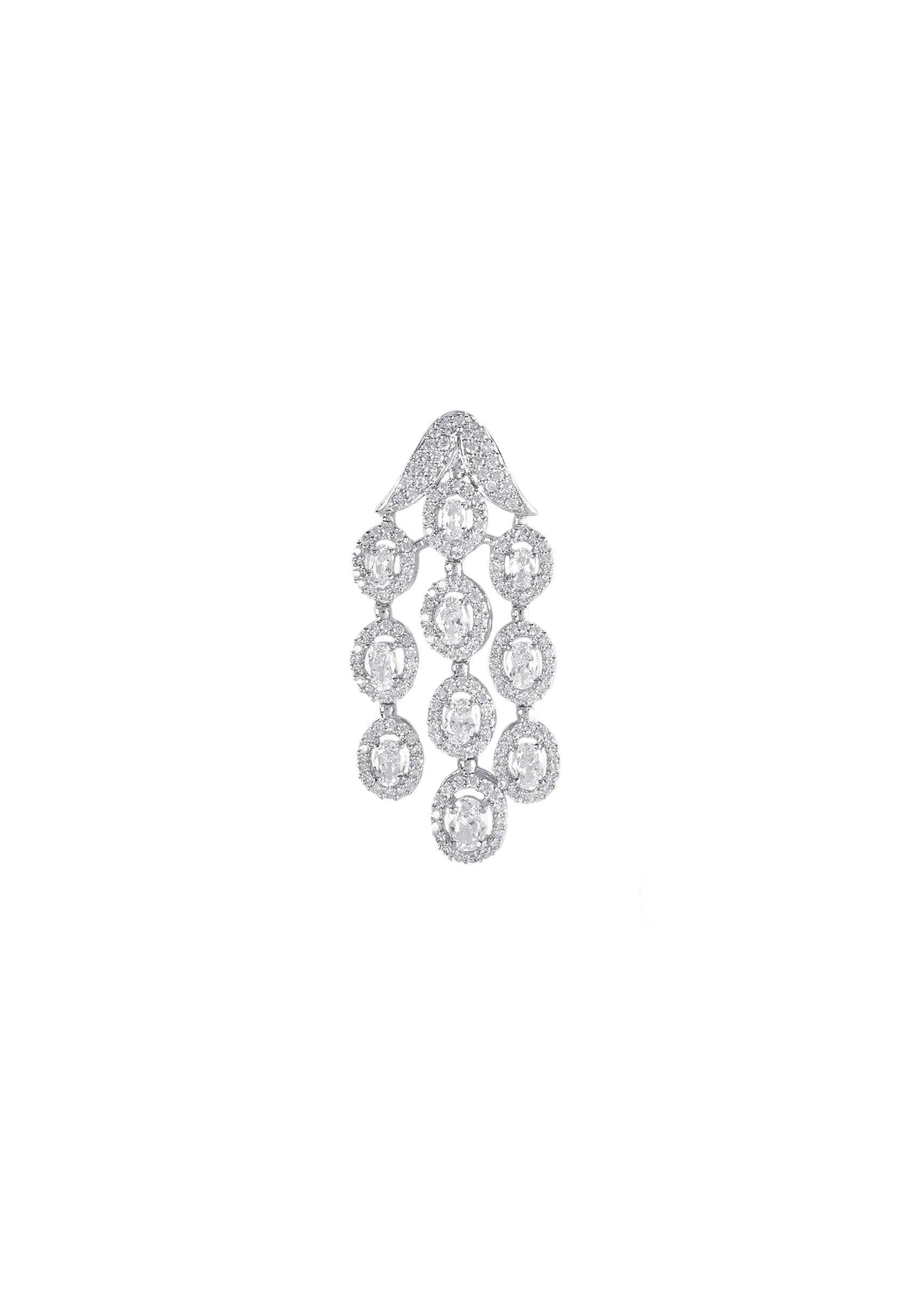 Silver Plated Zircon Short Necklace Set With Earrings - Image 5