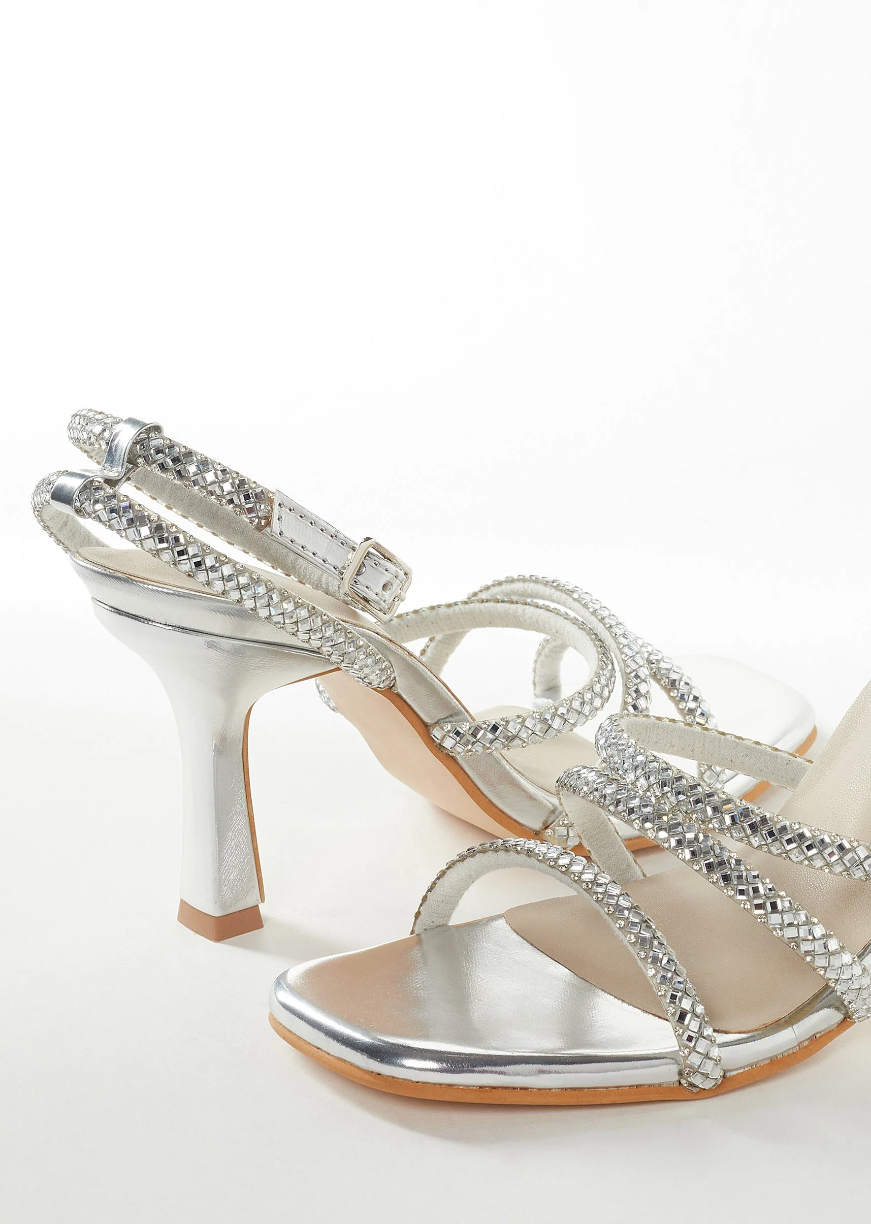 Silver Womens Footwear With Embellished Detail Work - Image 3
