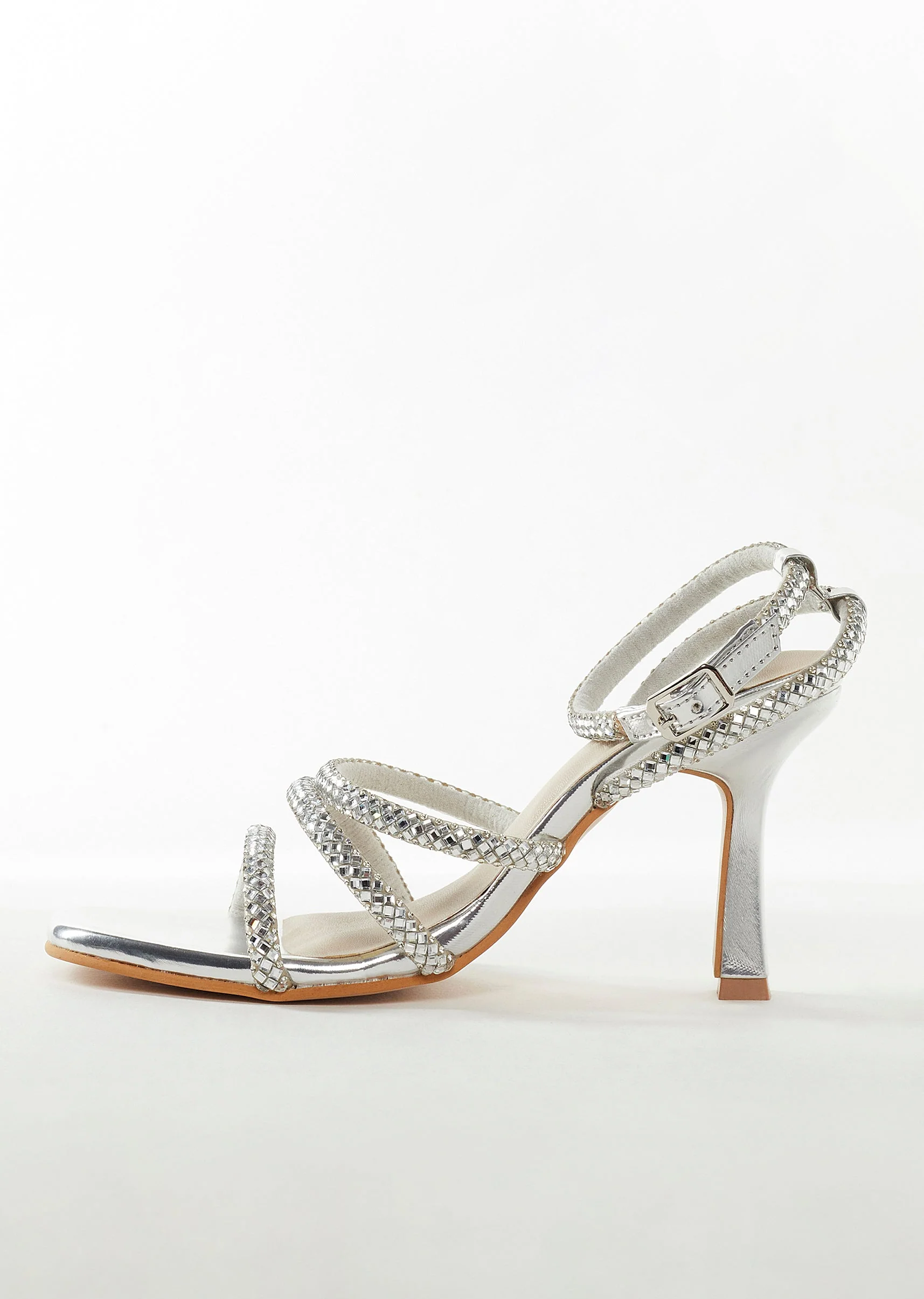 Silver Womens Footwear With Embellished Detail Work - Image 4
