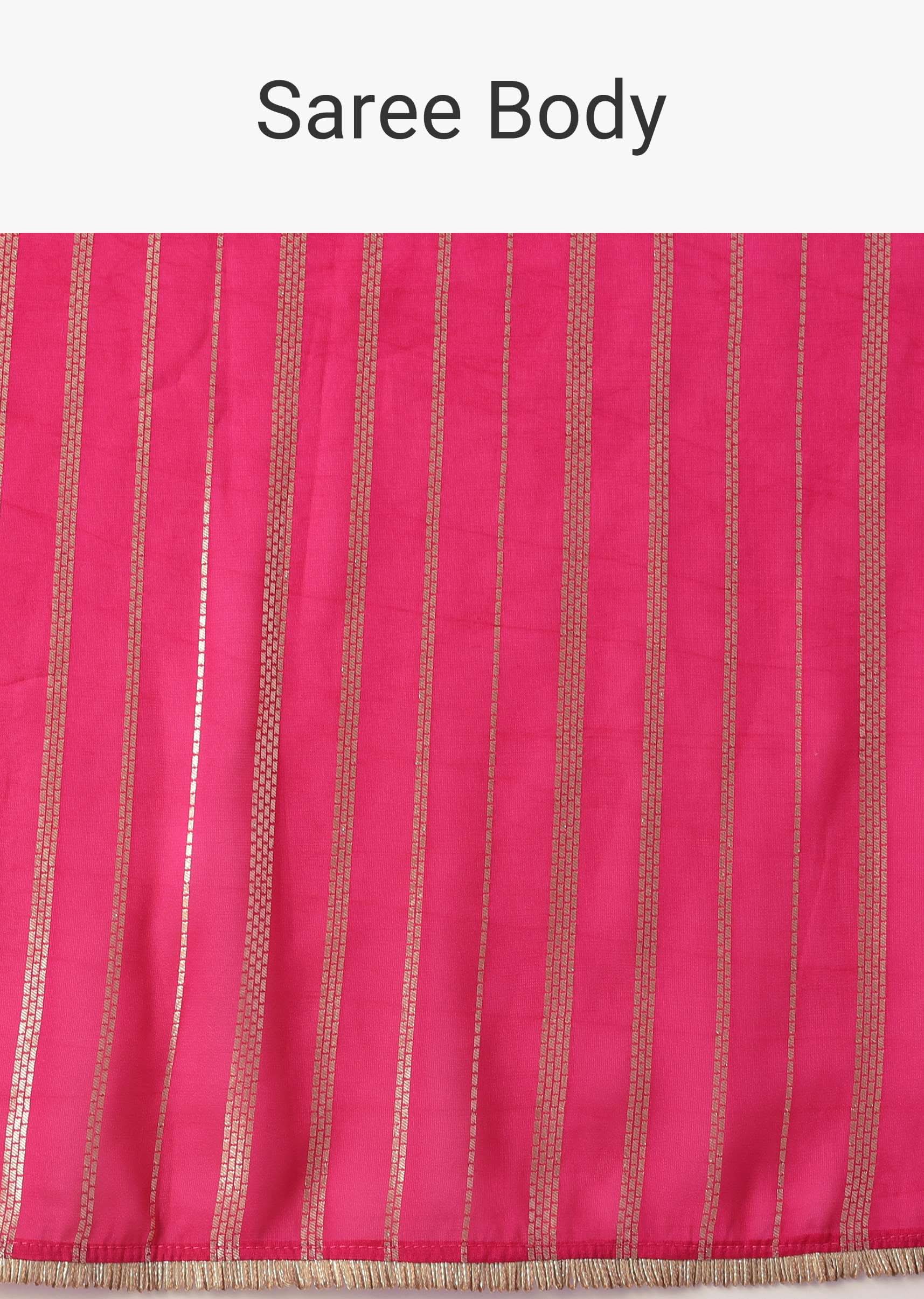 Ski Patrol Red Woven Ombre Saree In Organza - Image 6