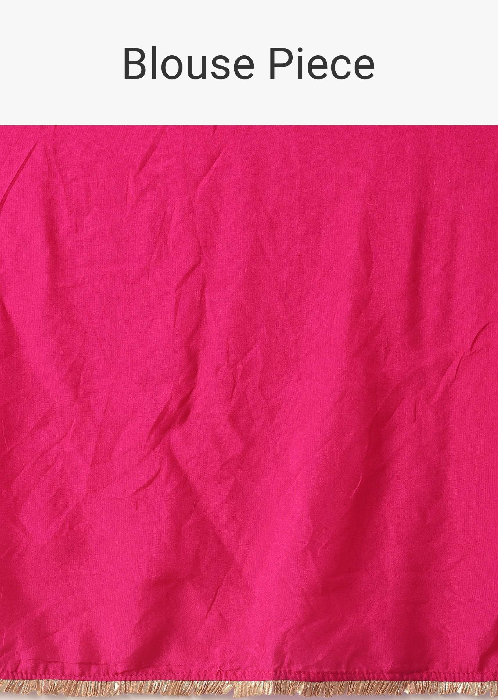 Ski Patrol Red Woven Ombre Saree In Organza - Image 7