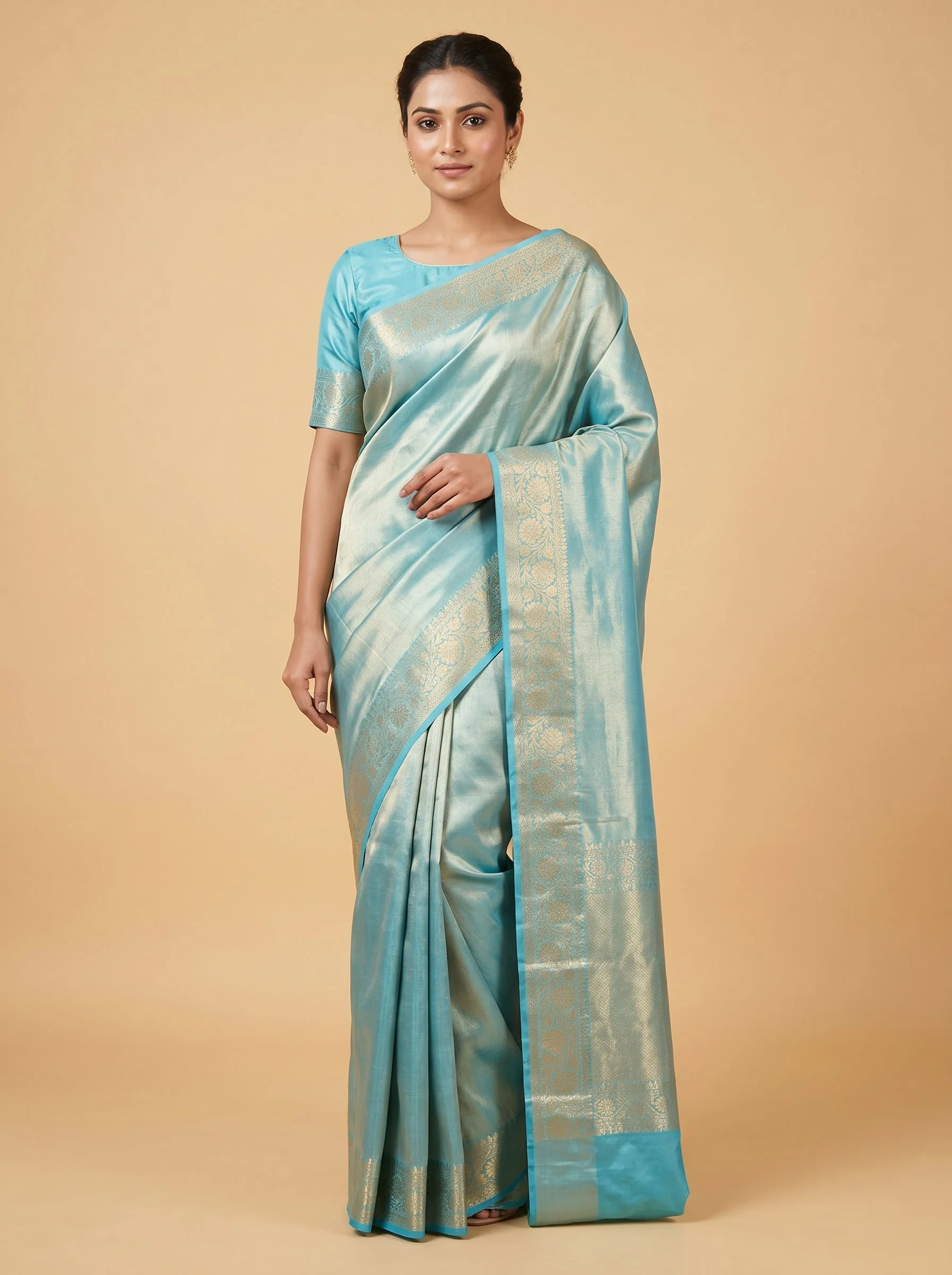 Sky Blue Airy Drift Handloom Saree